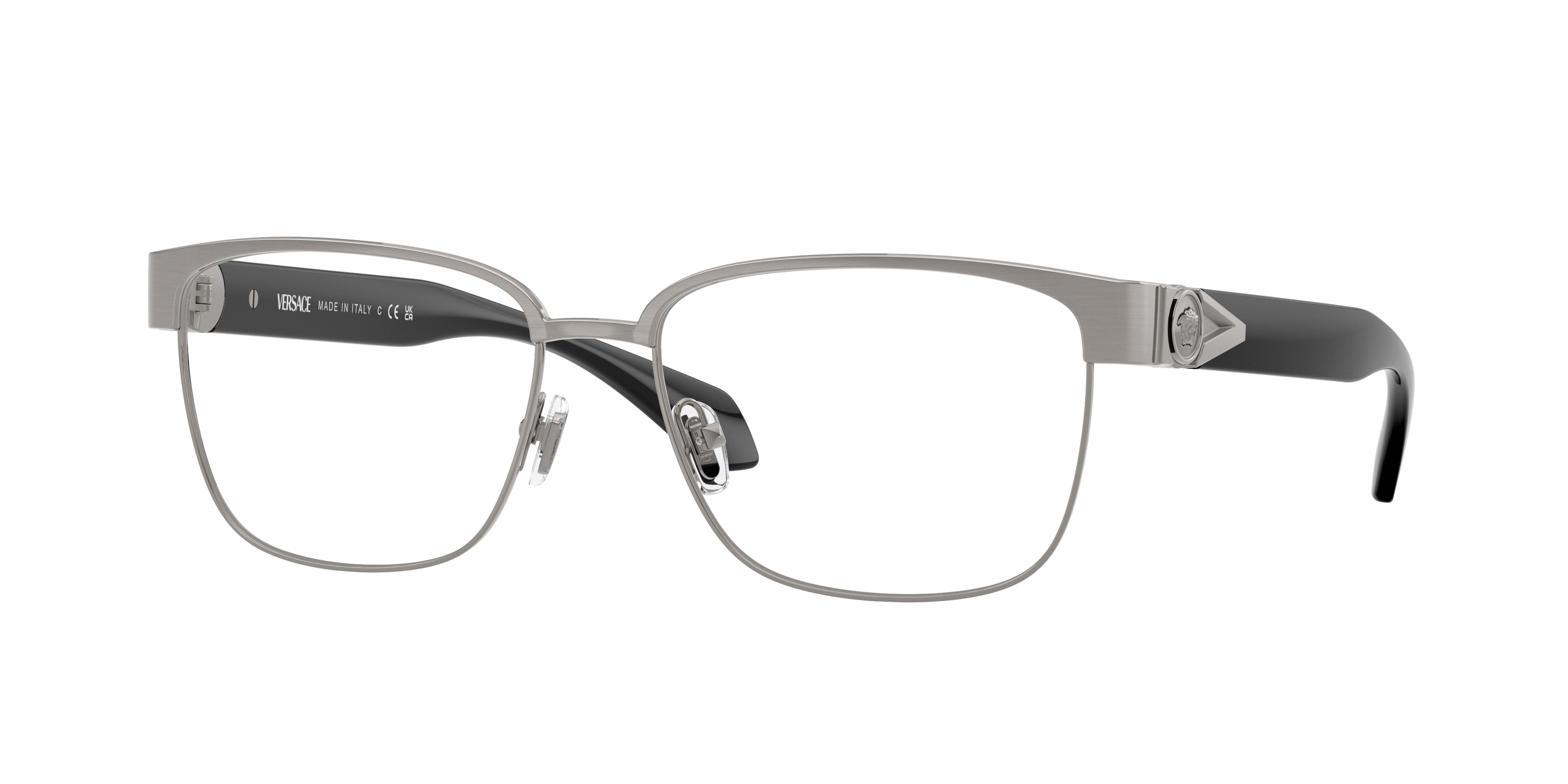 Versace VE1306 Square Eyeglasses  1262-Brushed Gunmetal 57-140-16 - Color Map Grey