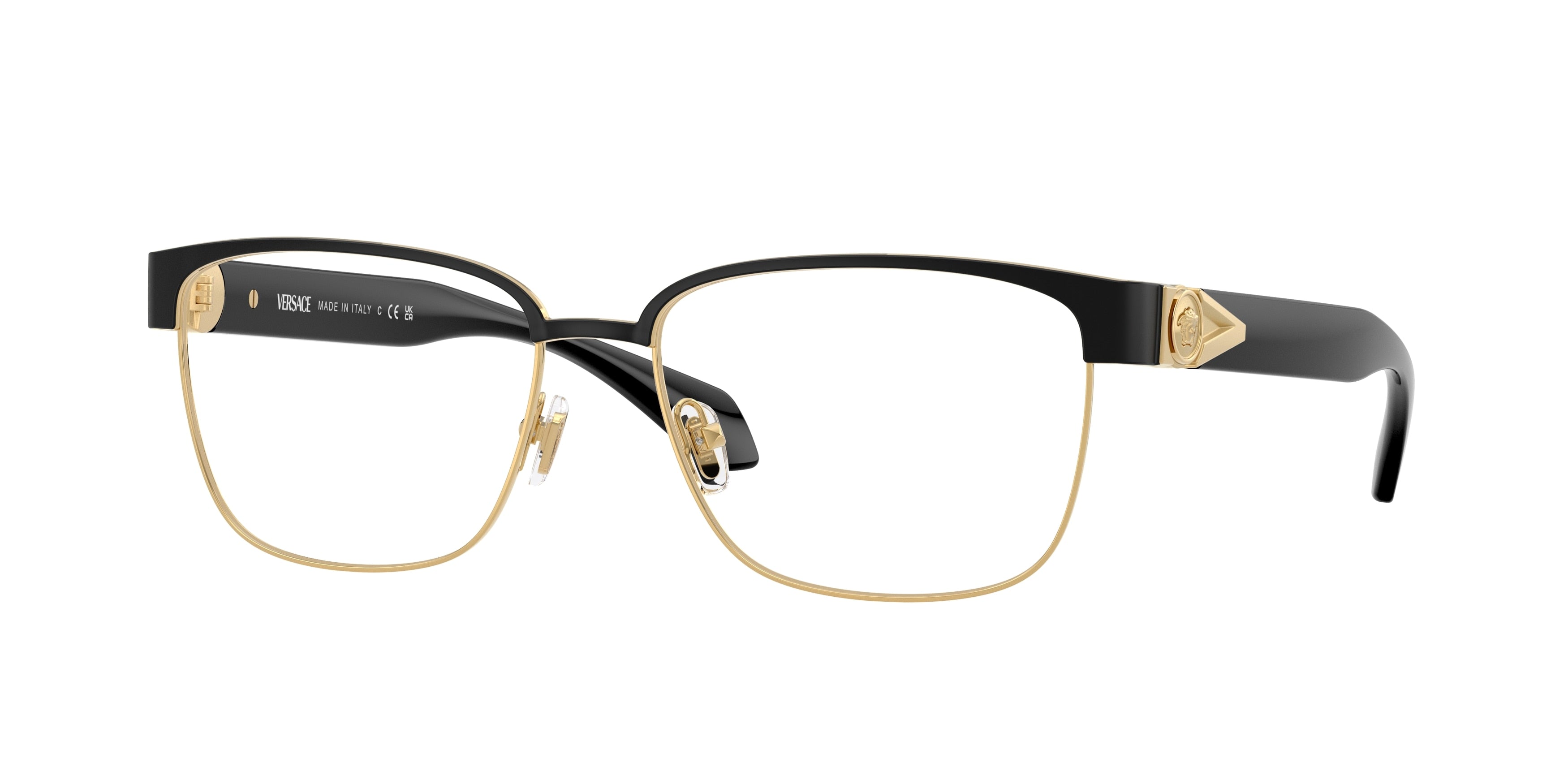 Versace VE1306 Square Eyeglasses  1436-Matte Black 57-140-16 - Color Map Black