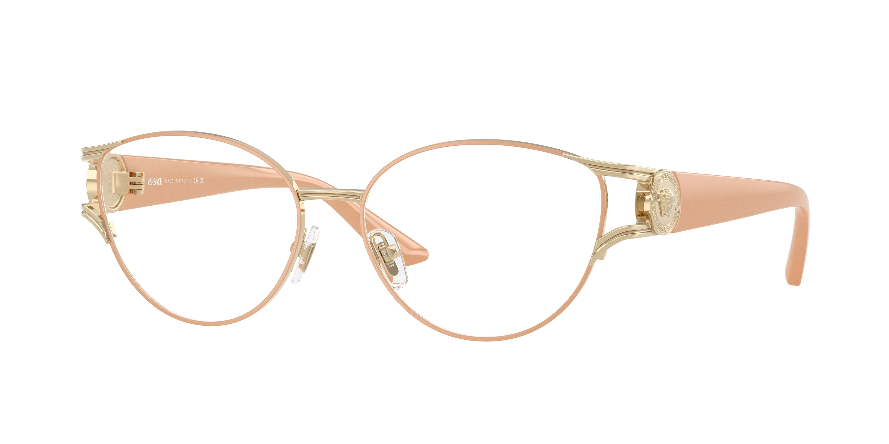 Versace VE1309 Cat Eye Eyeglasses  1519-Pale Gold Rose Matte 54-130-15 - Color Map Gold