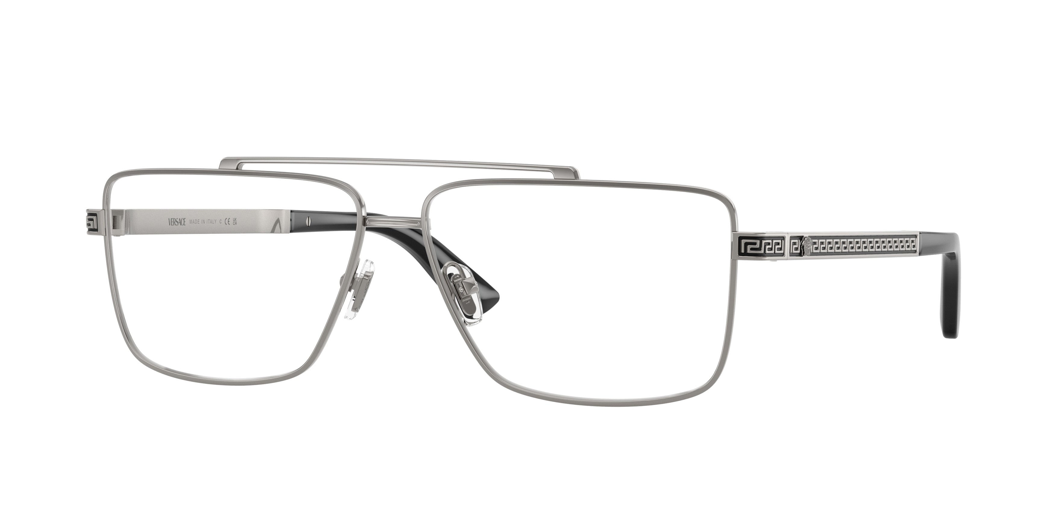 Versace VE1315 Rectangle Eyeglasses  1001-Gunmetal 58-145-13 - Color Map Grey