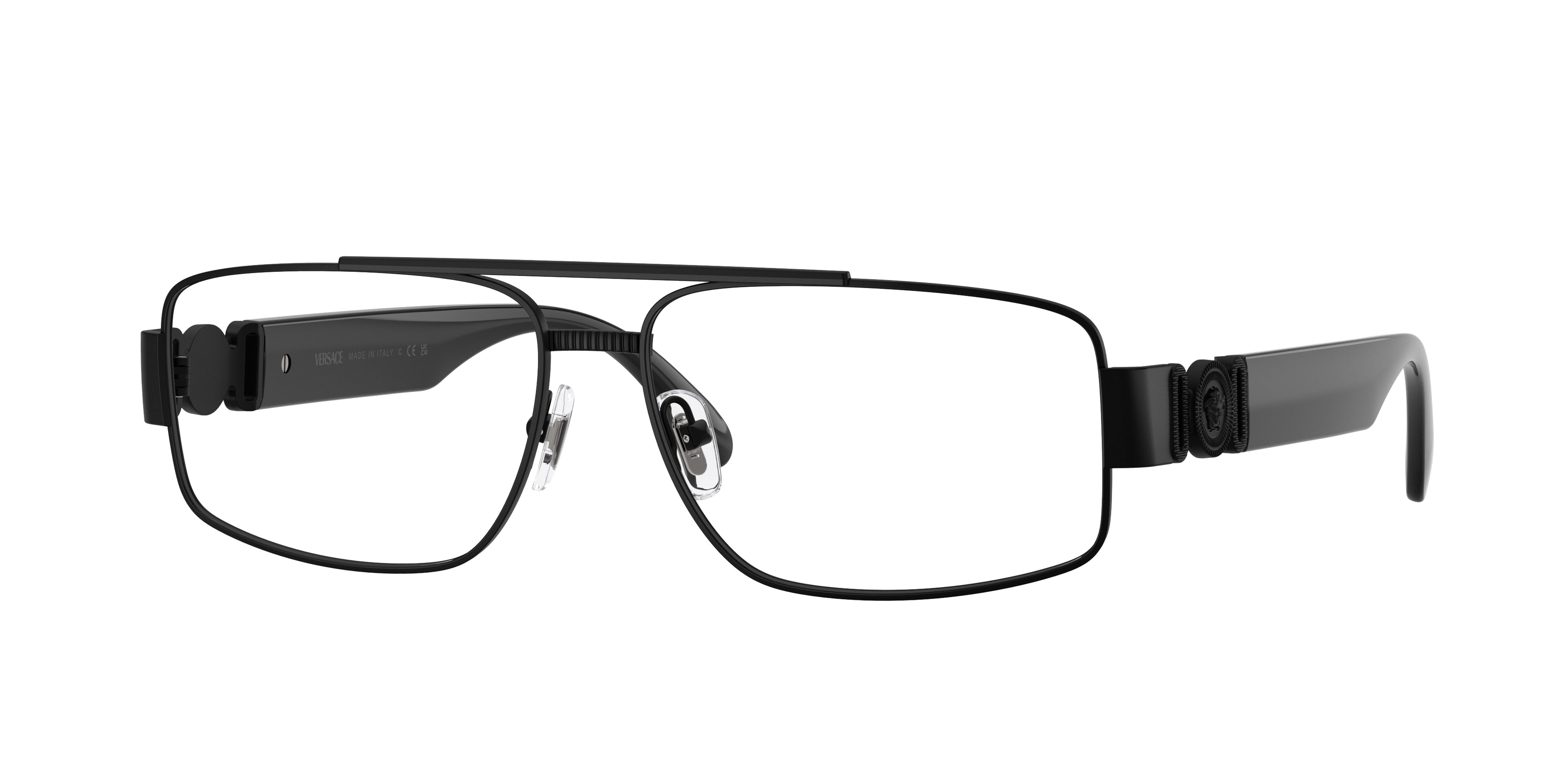 Versace VE1317 Rectangle Eyeglasses  1436-Matte Black 58-145-14 - Color Map Black