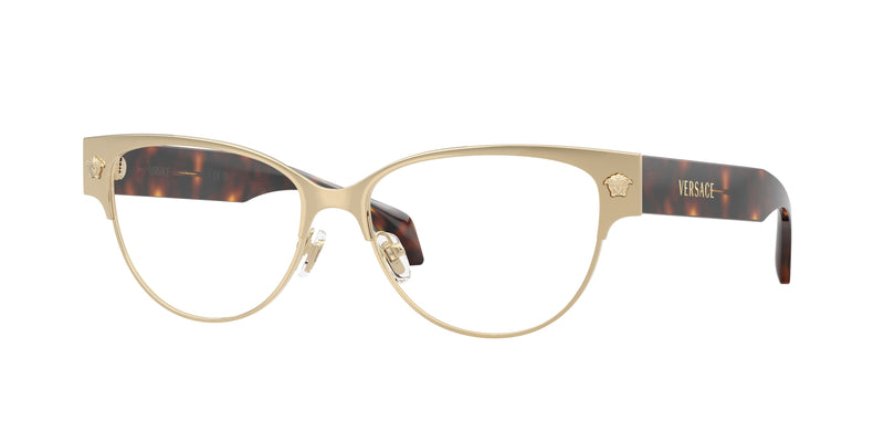 Versace VE1318 Cat Eye Eyeglasses  1252-Pale Gold 53-140-15 - Color Map Gold