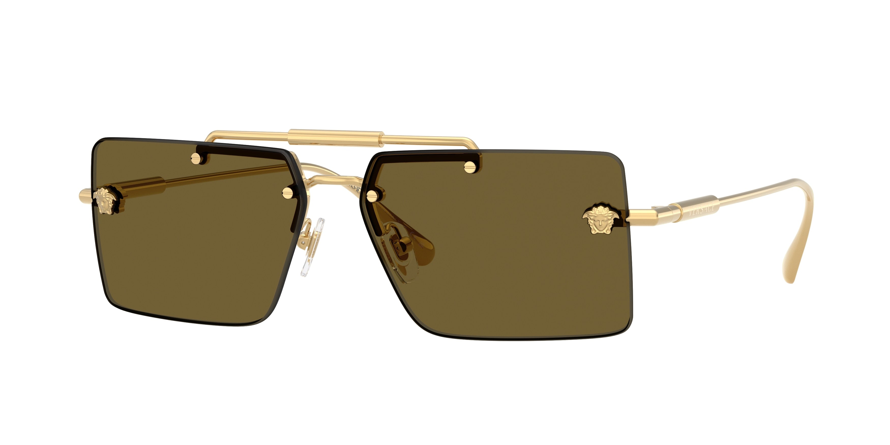 Versace VE2245 Rectangle Sunglasses  100273-Gold 60-145-13 - Color Map Gold