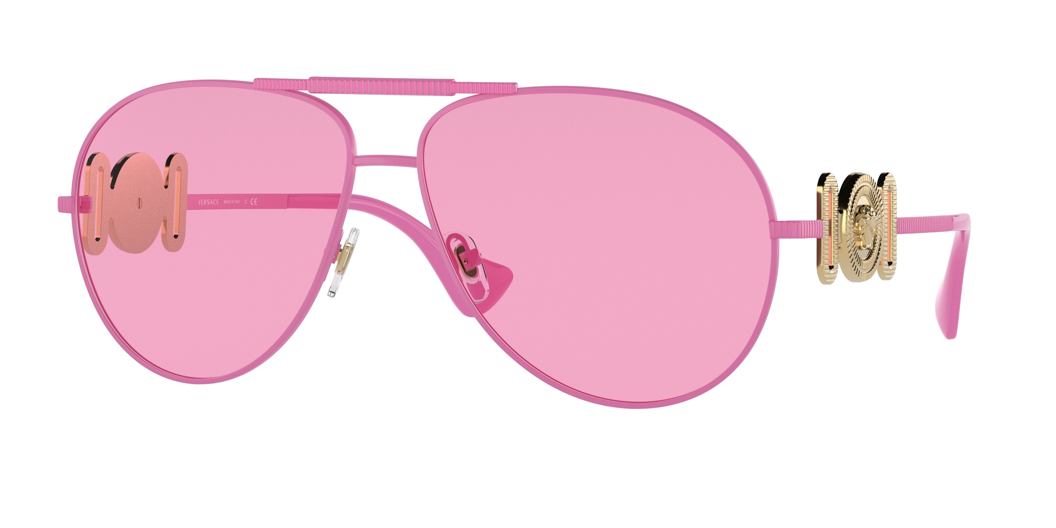 Versace VE2249 Pilot Sunglasses  1484/5-Matte Pink 65-145-14 - Color Map Pink