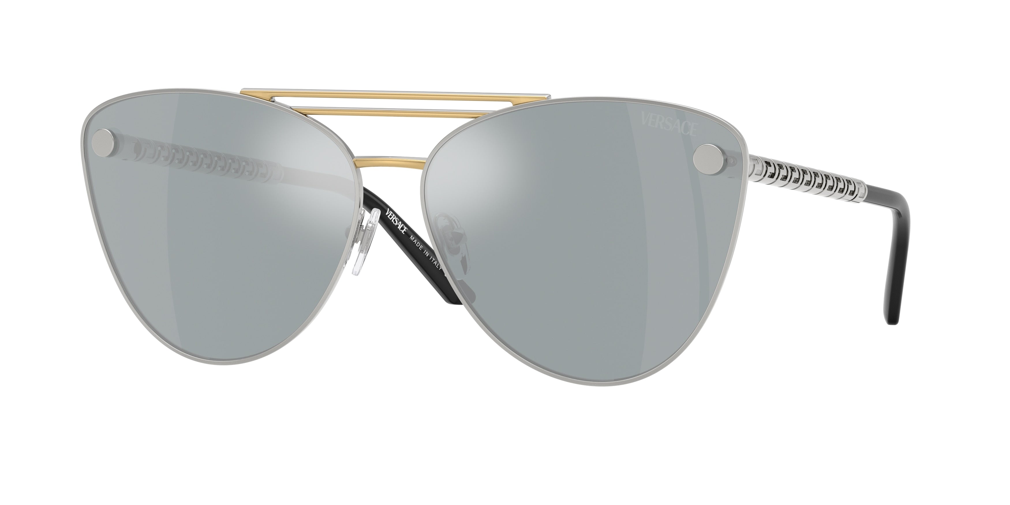 Versace VE2267 Cat Eye Sunglasses  15141U-Silver/Gold 64-140-14 - Color Map Silver