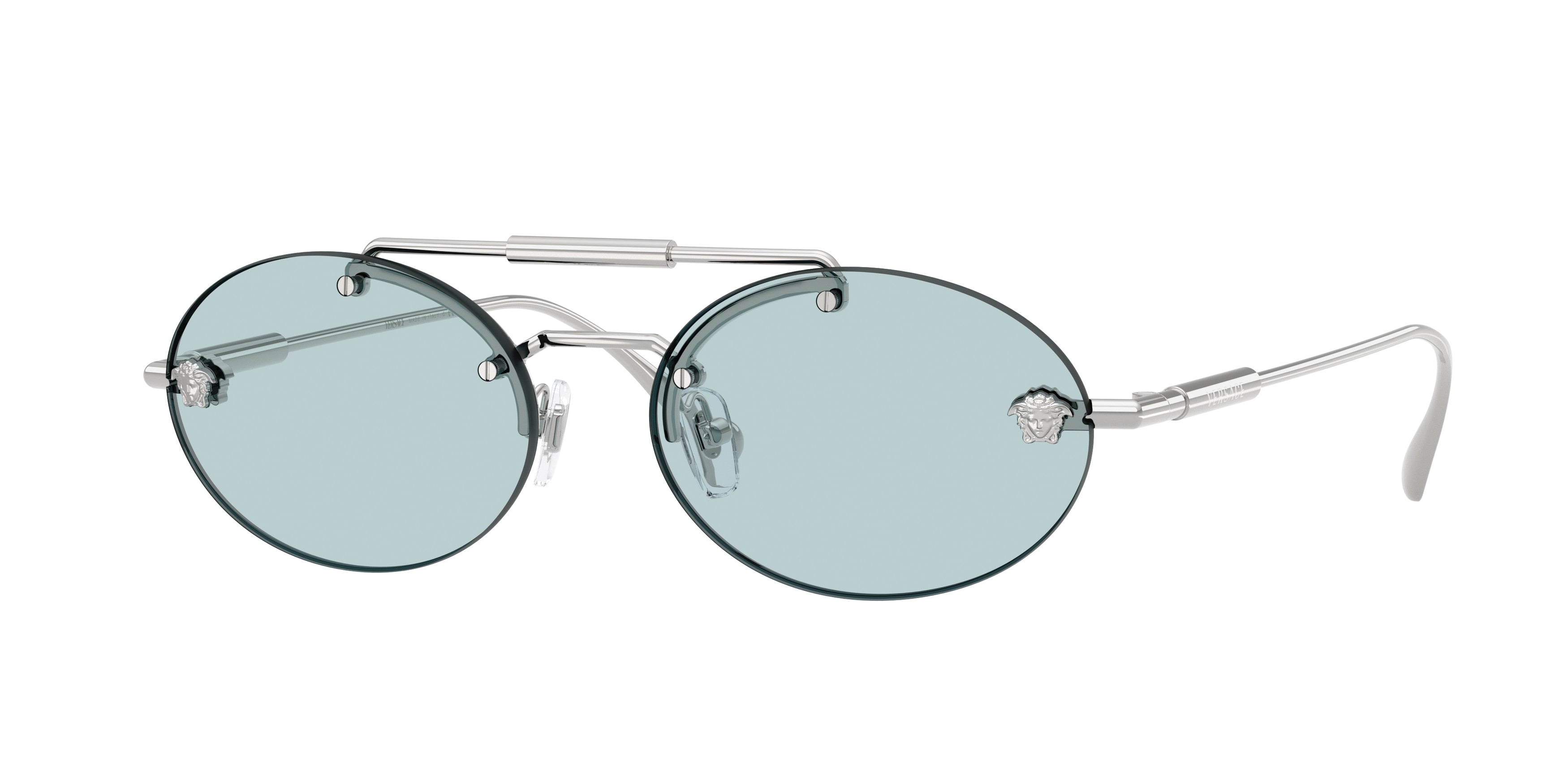 Versace VE2295 Oval Sunglasses  1000/1-Silver 56-145-16 - Color Map Silver