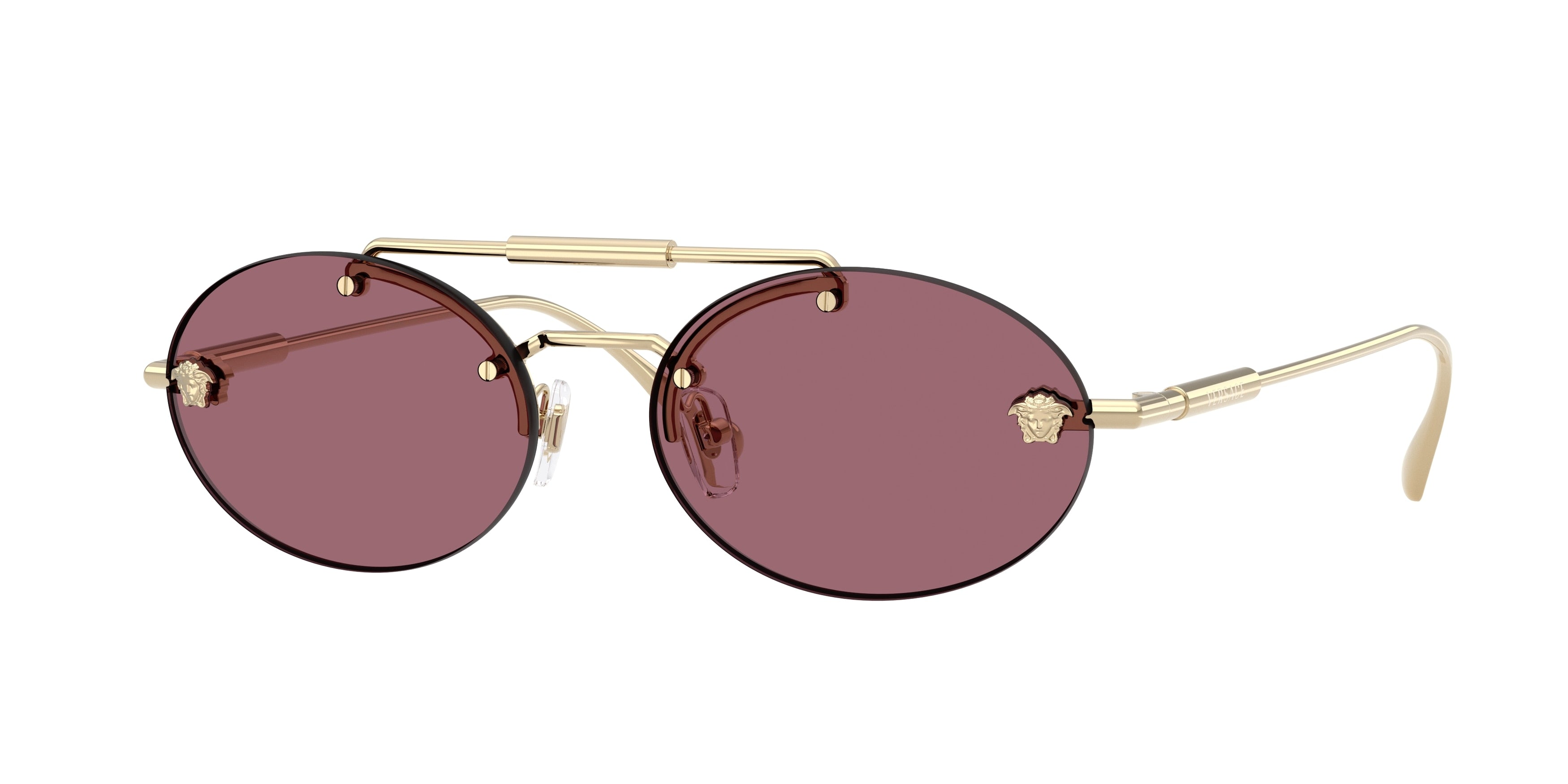 Versace VE2295 Oval Sunglasses  12521A-Pale Gold 56-145-16 - Color Map Gold