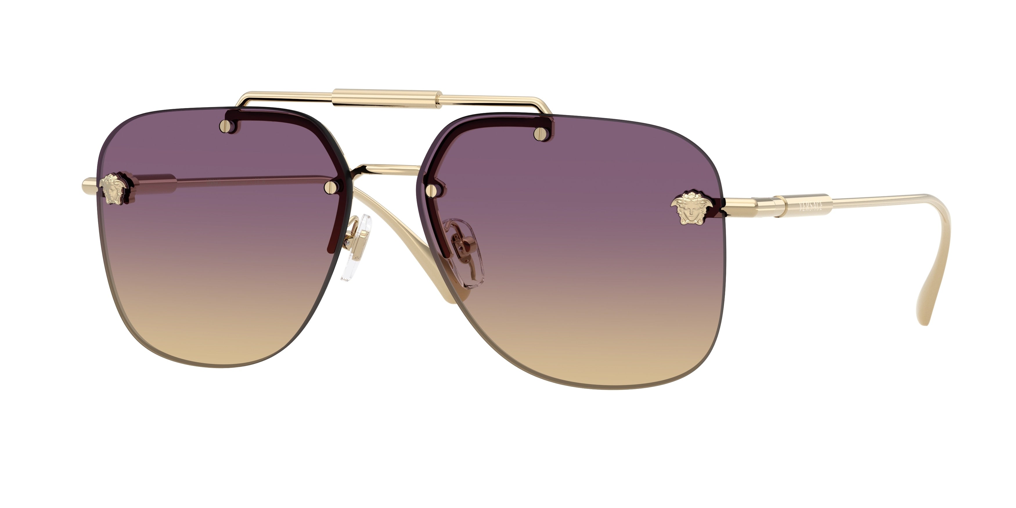 Versace VE2296 Square Sunglasses  125270-Pale Gold 60-145-14 - Color Map Gold