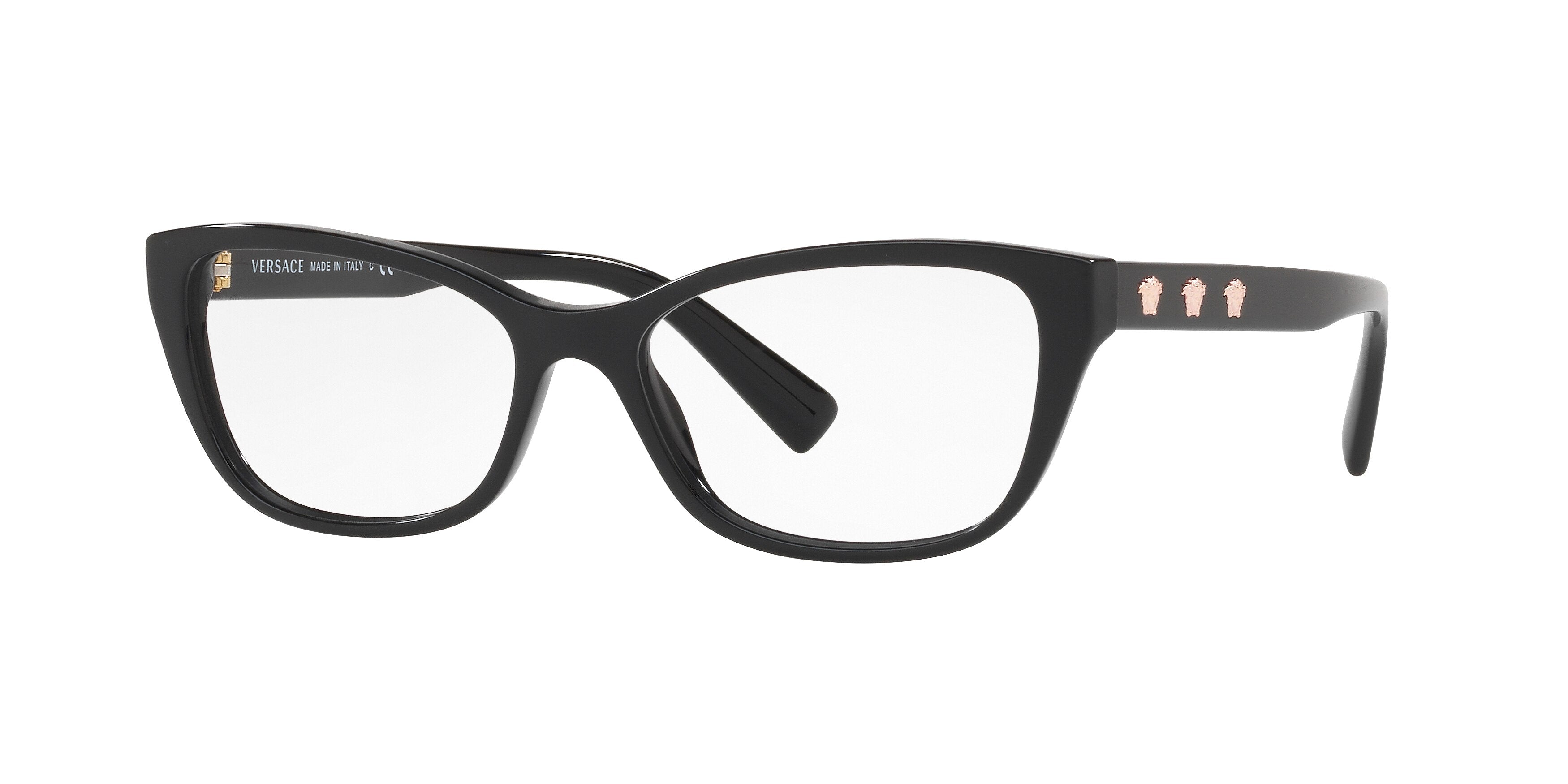 Versace VE3249 Cat Eye Eyeglasses  GB1-Black 54-140-16 - Color Map Black