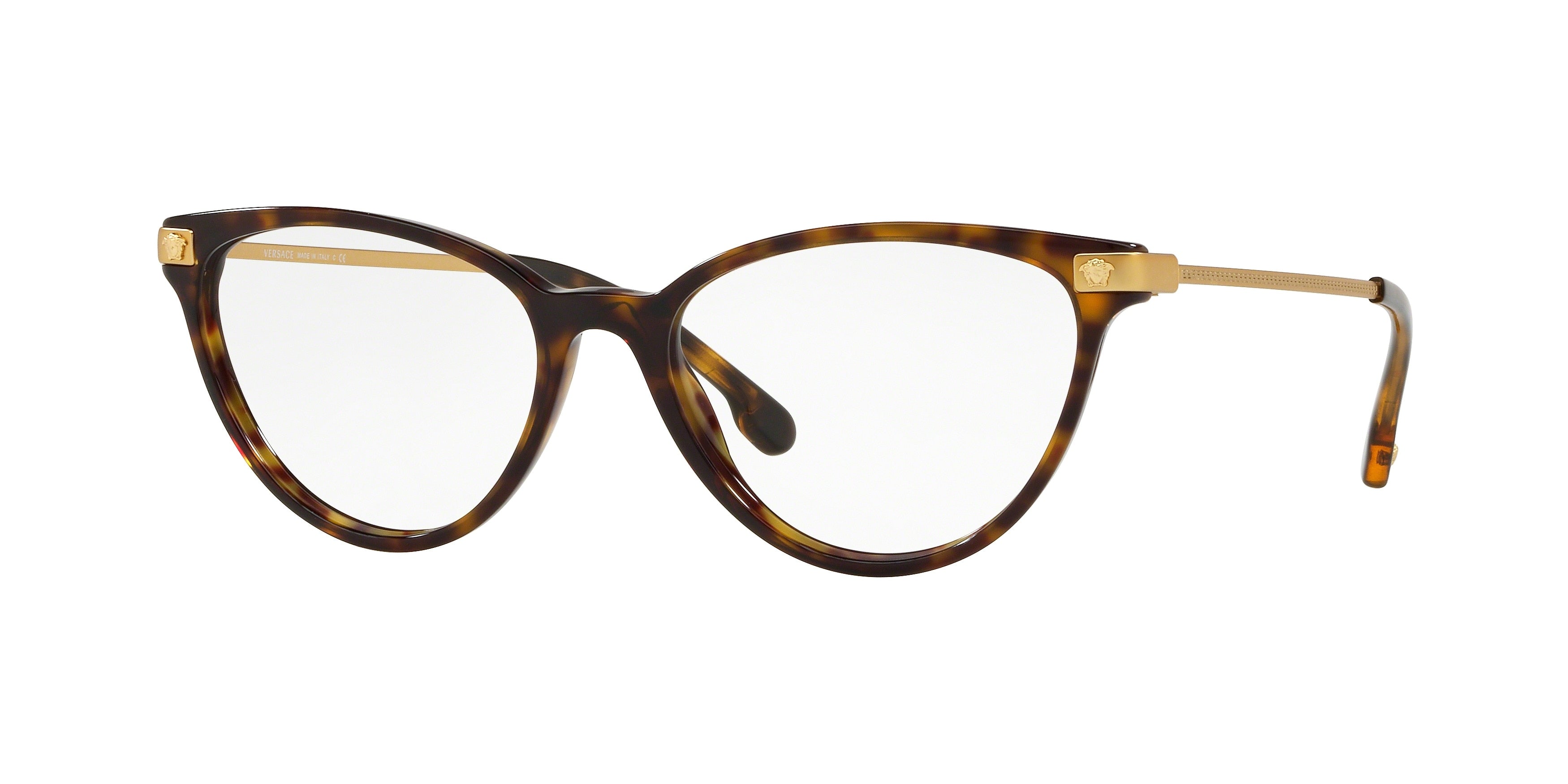 Versace VE3261 Cat Eye Eyeglasses  108-Dark Havana 54-140-17 - Color Map Brown