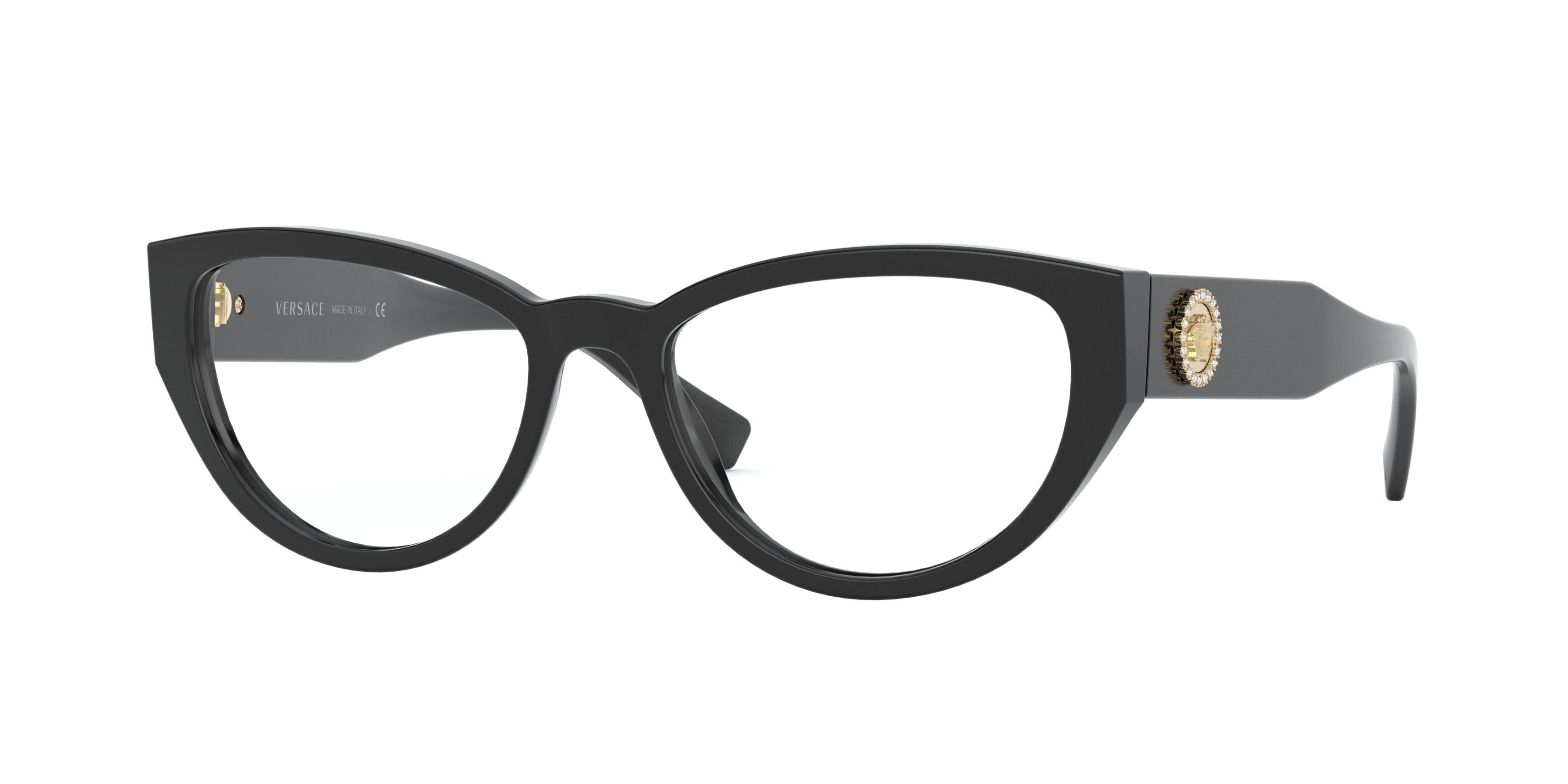 Versace VE3280B Cat Eye Eyeglasses  GB1-Black 53-140-17 - Color Map Black