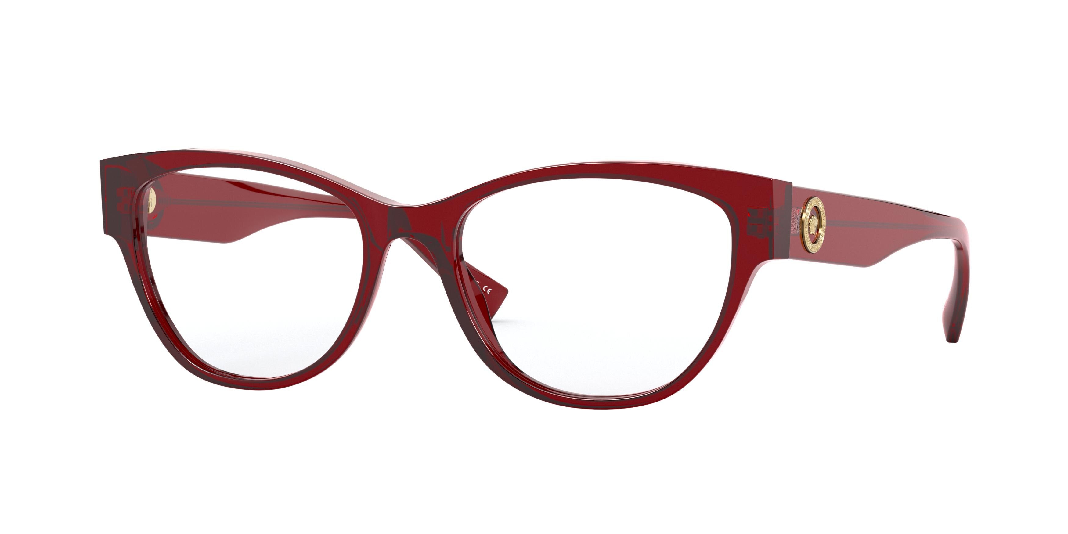 Versace VE3287 Cat Eye Eyeglasses  388-Transparent Red 53-140-17 - Color Map Red
