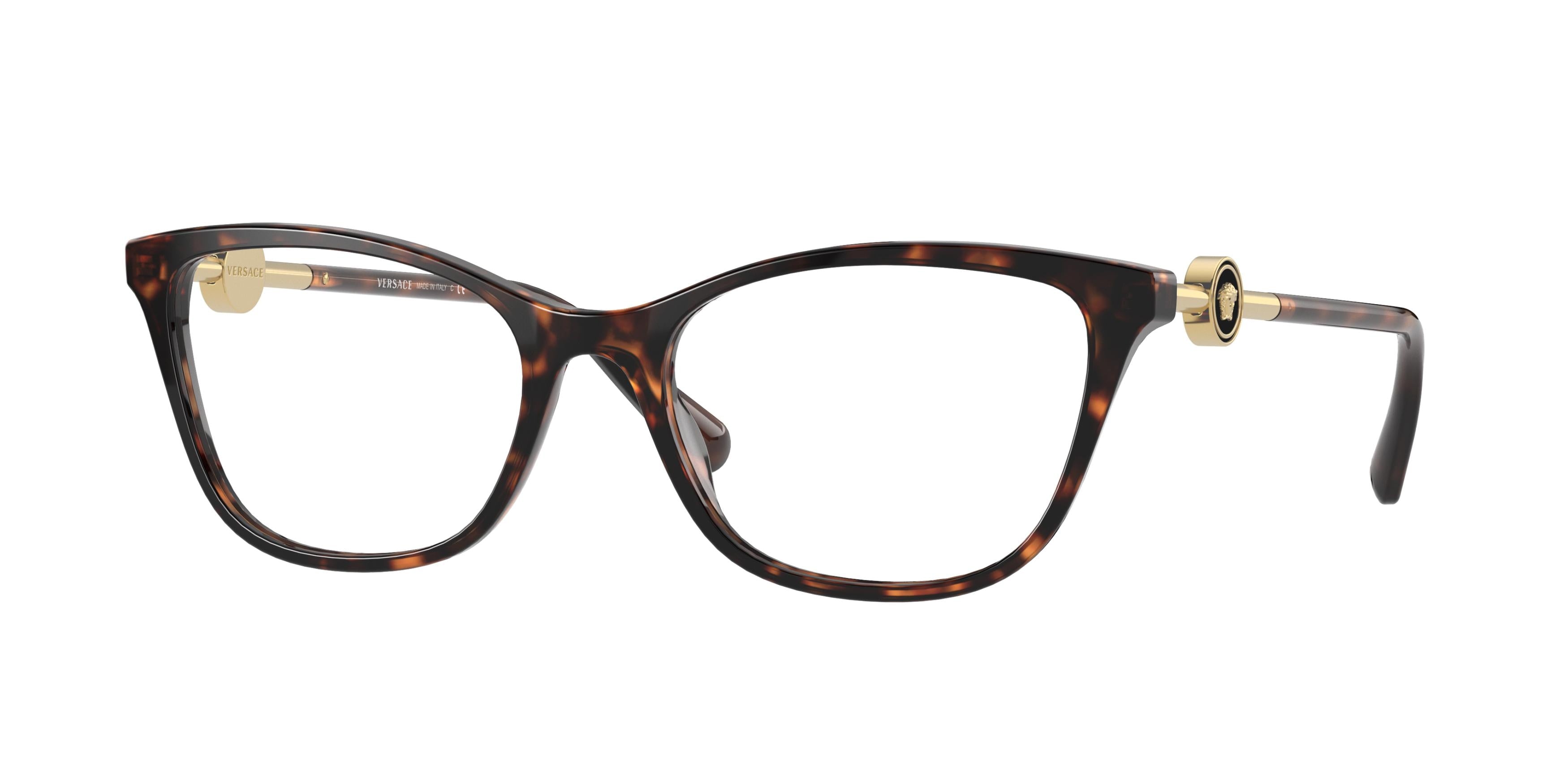 Versace VE3293 Cat Eye Eyeglasses  108-Havana 53-140-18 - Color Map Tortoise