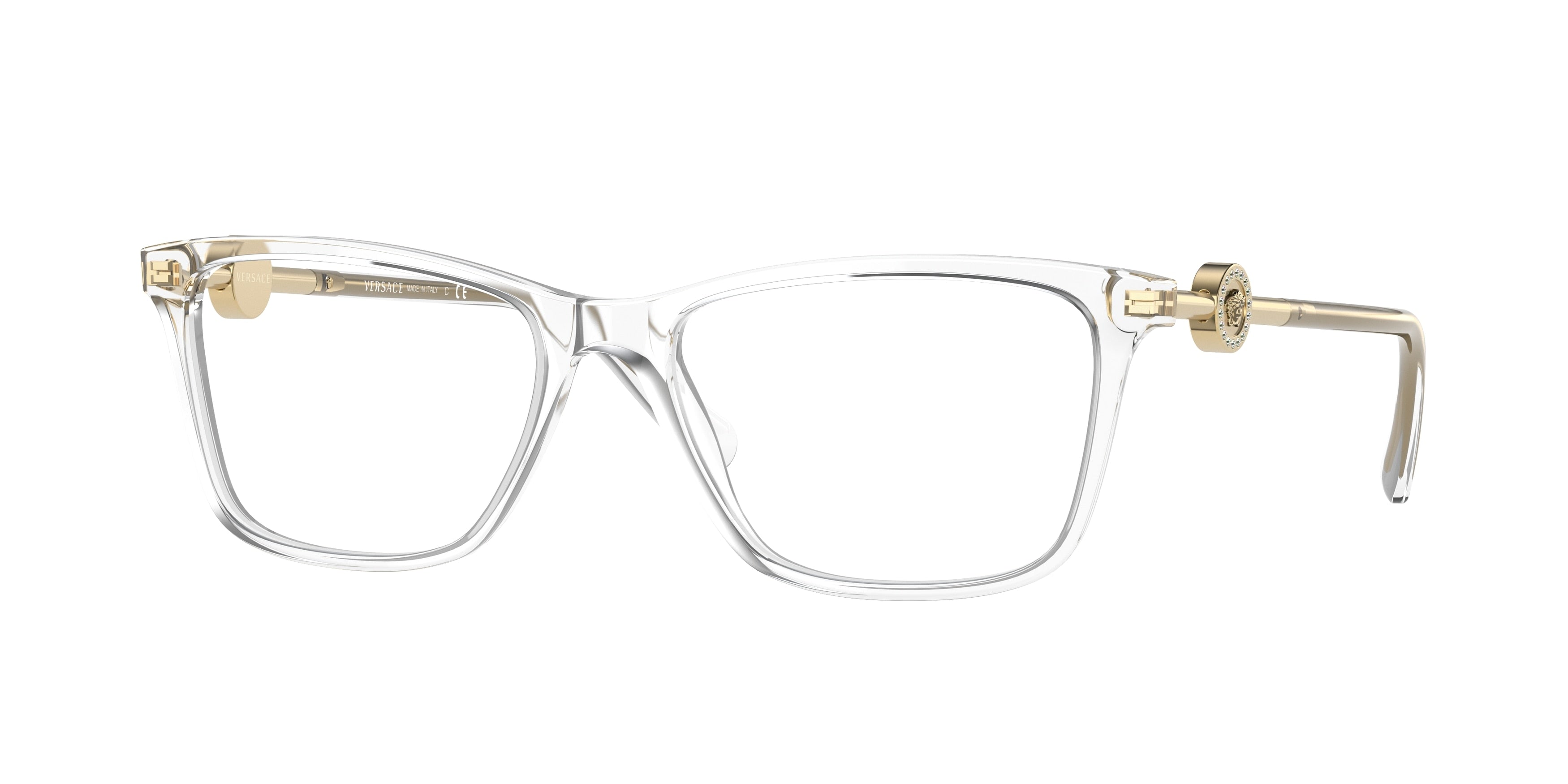 Versace VE3299B Pillow Eyeglasses  148-Crystal 55-140-17 - Color Map Transparent