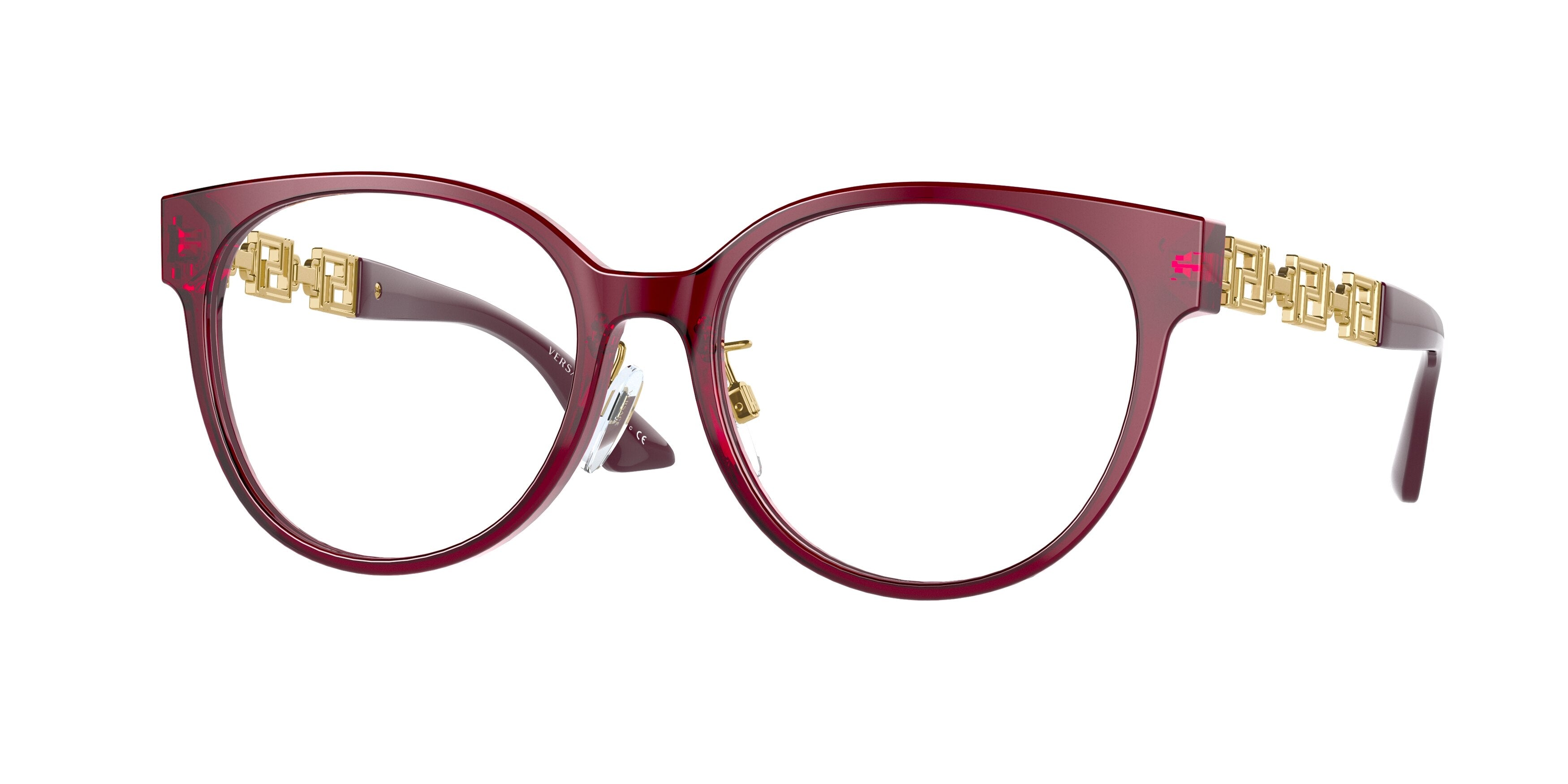 Versace VE3302D Phantos Eyeglasses  388-Transparent Red 54-140-17 - Color Map Red