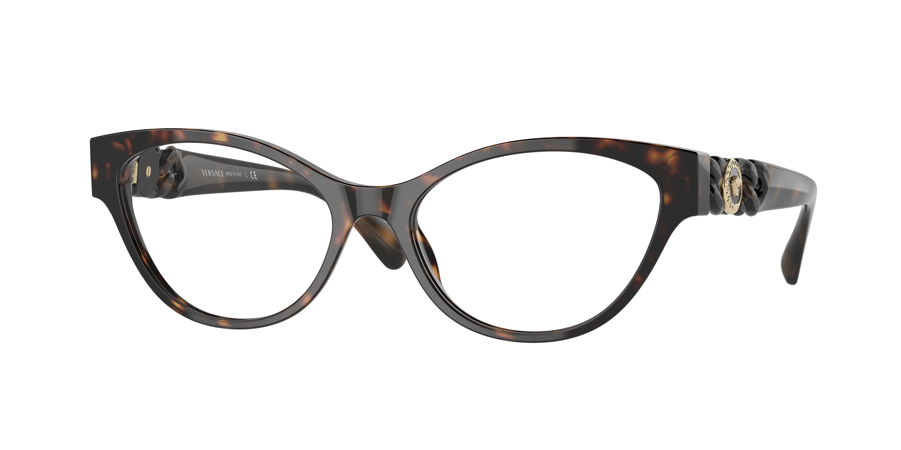 Versace VE3305 Cat Eye Eyeglasses  108-Havana 55-140-17 - Color Map Tortoise
