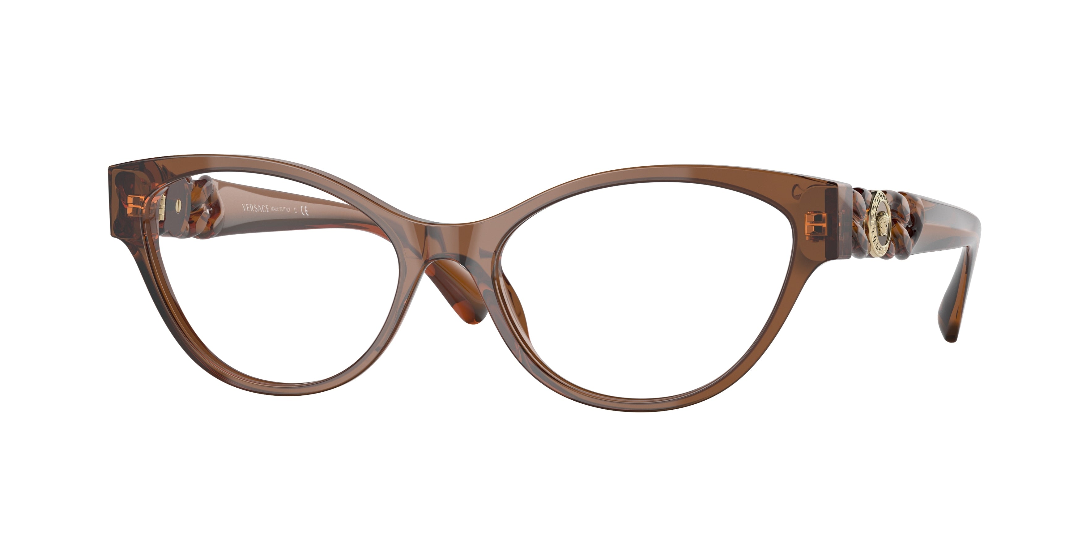 Versace VE3305 Cat Eye Eyeglasses  5028-Transparent Brown 55-140-17 - Color Map Brown