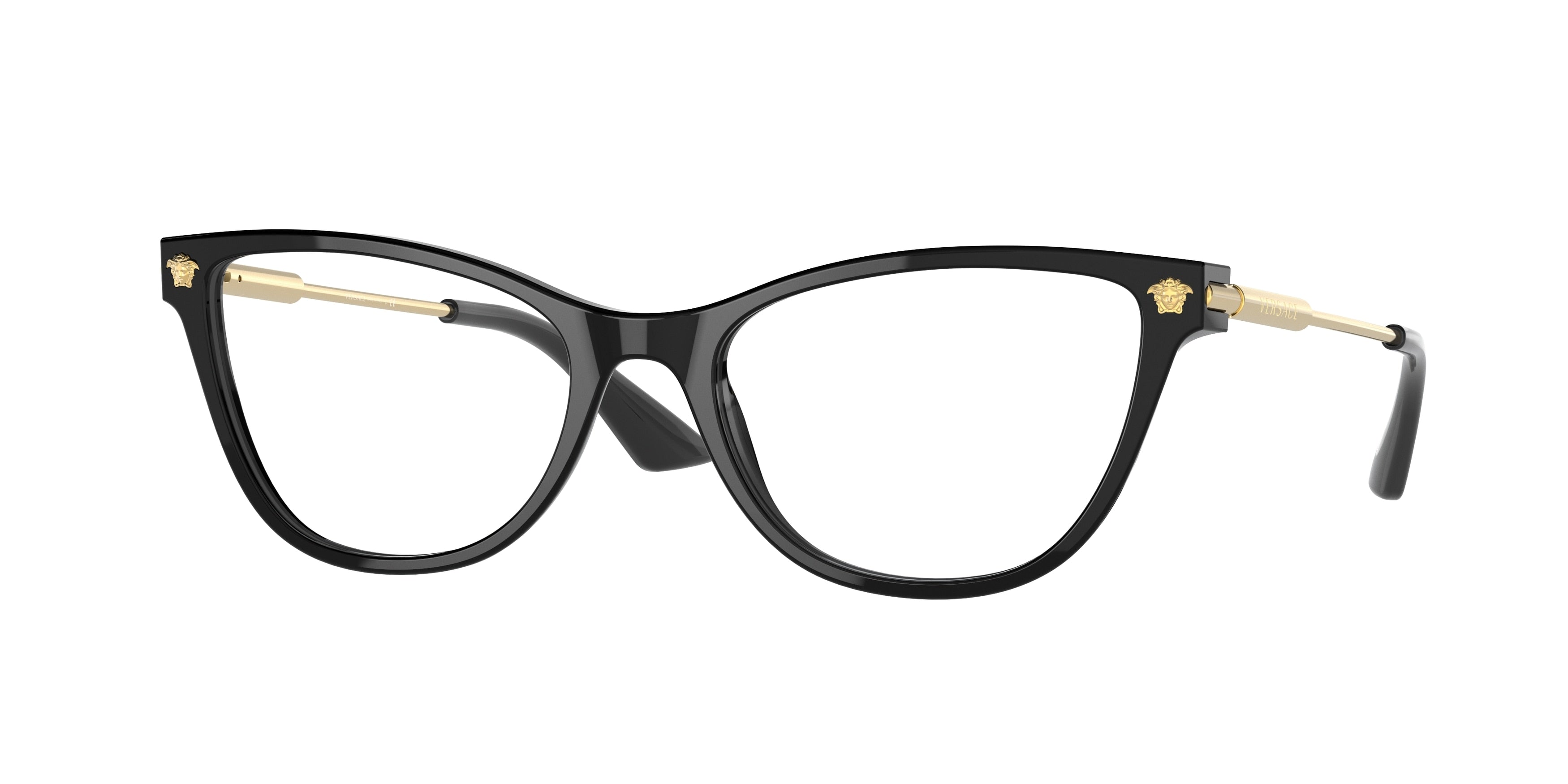 Versace VE3309 Cat Eye Eyeglasses  GB1-Black 54-140-18 - Color Map Black