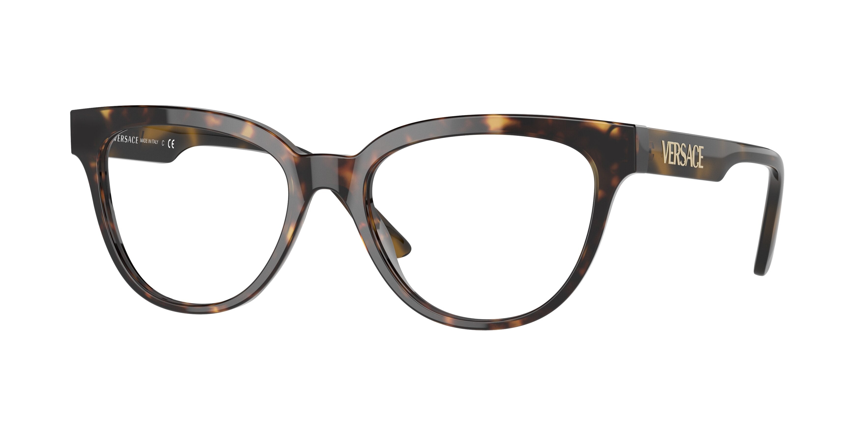 Versace VE3315 Cat Eye Eyeglasses  108-Havana 54-145-18 - Color Map Tortoise