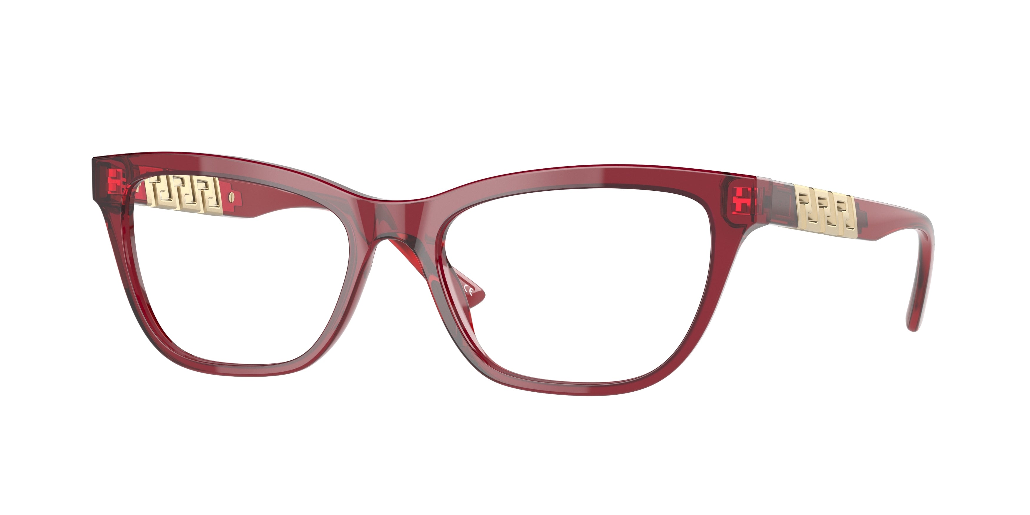 Versace VE3318 Pillow Eyeglasses  388-Transparent Red 54-140-17 - Color Map Red