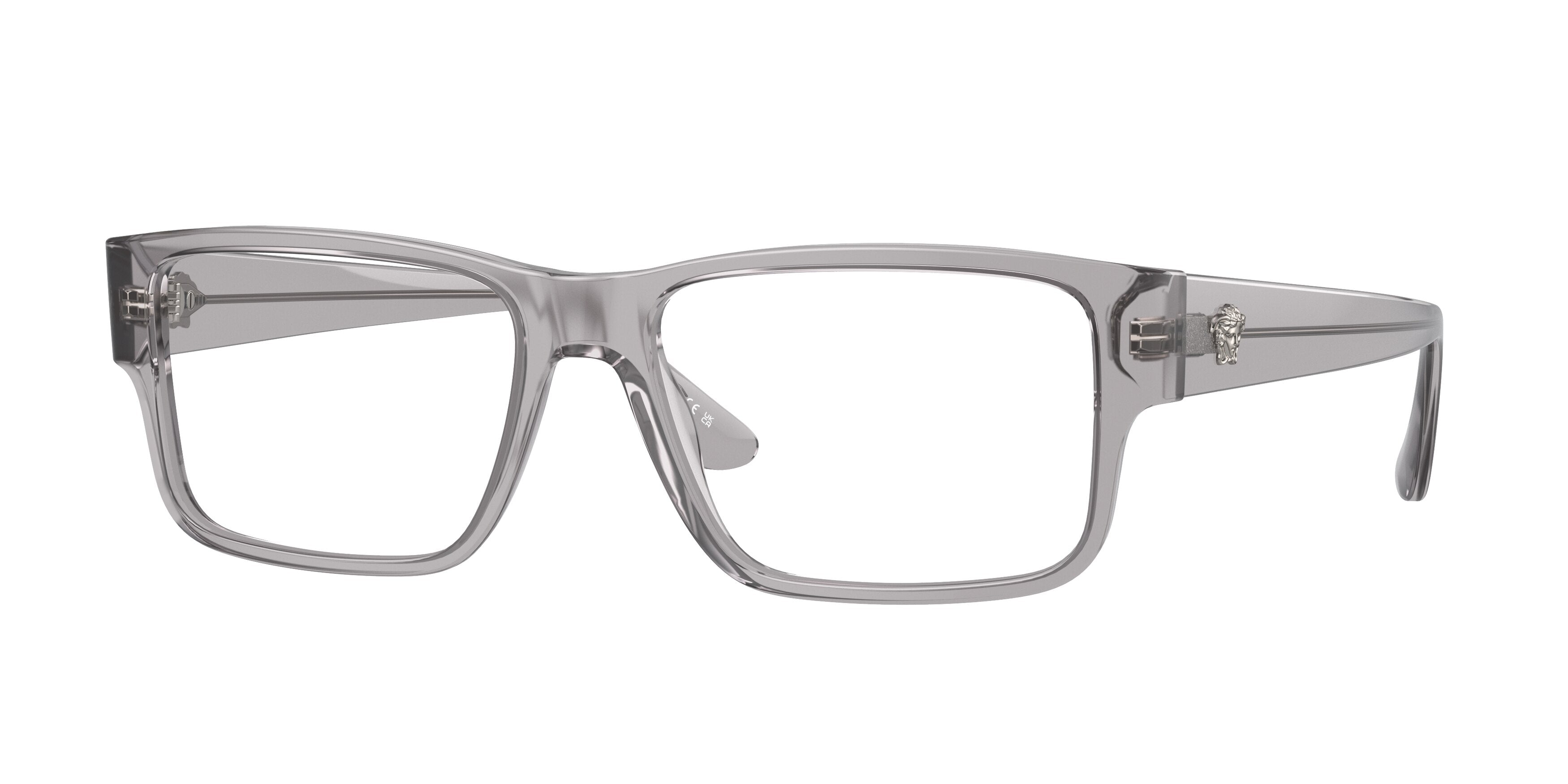Versace VE3342F Rectangle Eyeglasses  593-Grey Transparent 57-150-17 - Color Map Grey