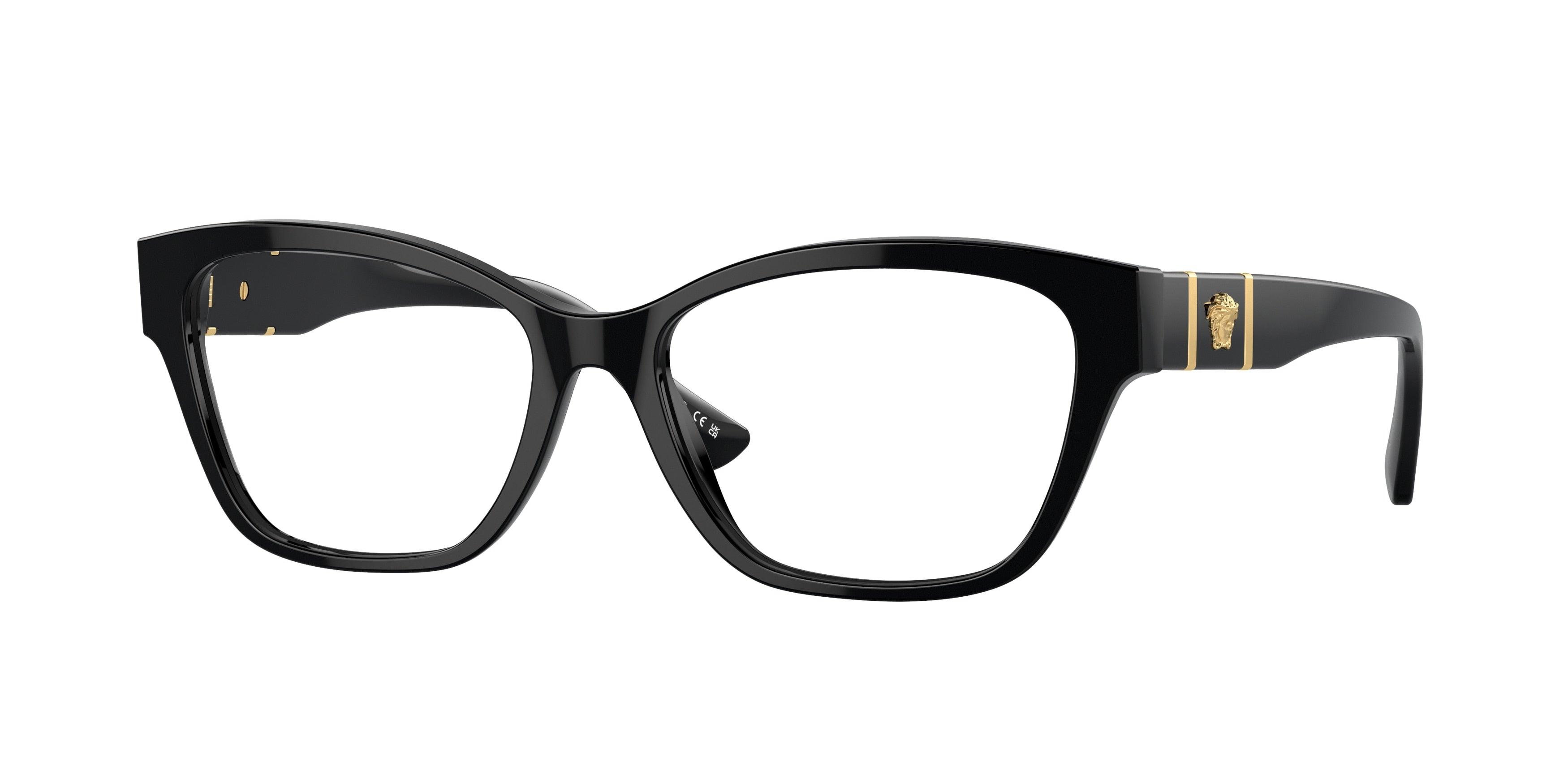 Versace VE3344F Cat Eye Eyeglasses  GB1-Black 54-140-16 - Color Map Black