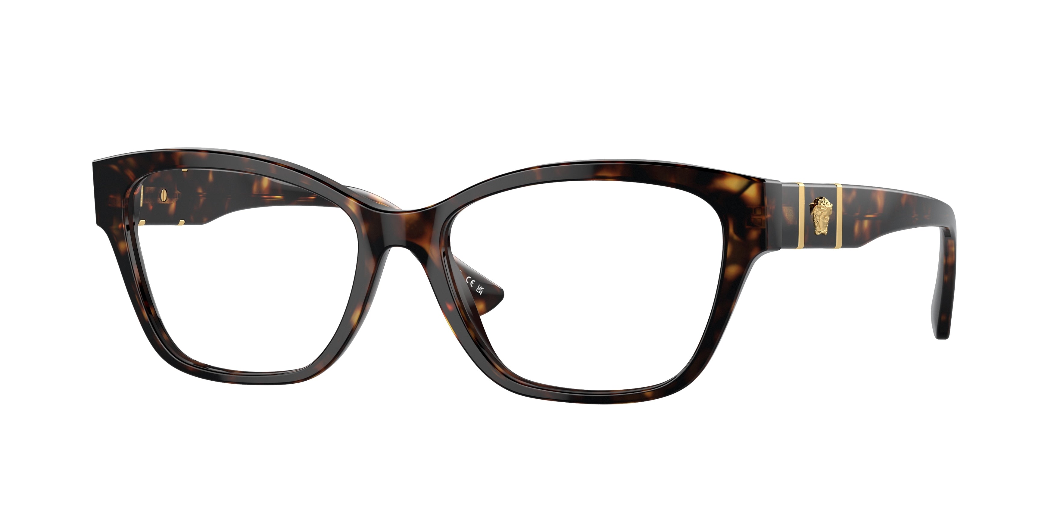 Versace VE3344 Cat Eye Eyeglasses  108-Havana 52-140-16 - Color Map Tortoise