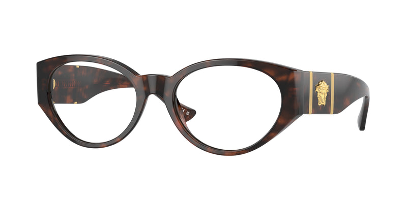 Versace VE3345 Oval Eyeglasses  5429-Havana 54-140-18 - Color Map Tortoise