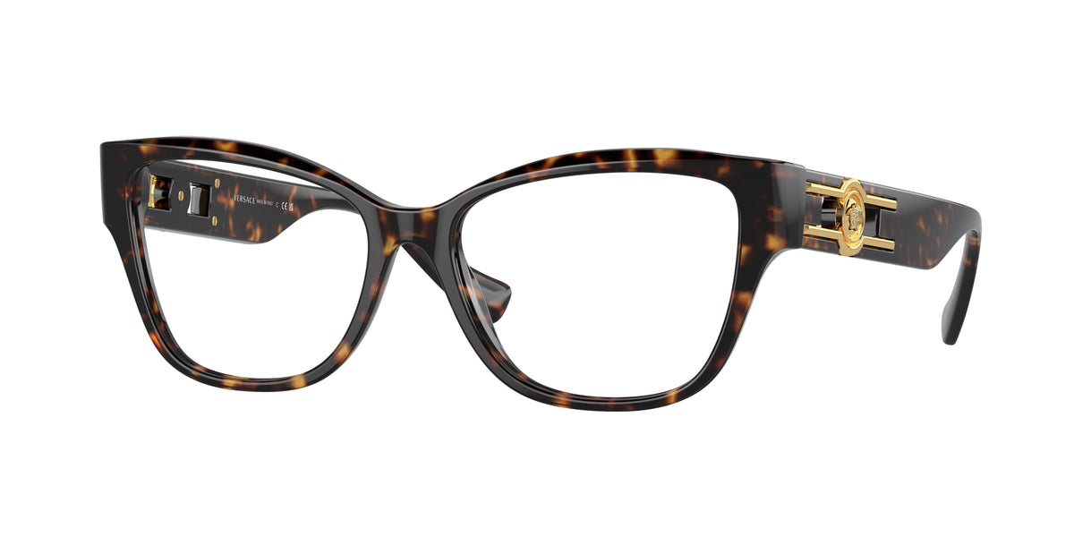 Versace VE3347 Pillow Eyeglasses  108-Havana 54-140-16 - Color Map Tortoise