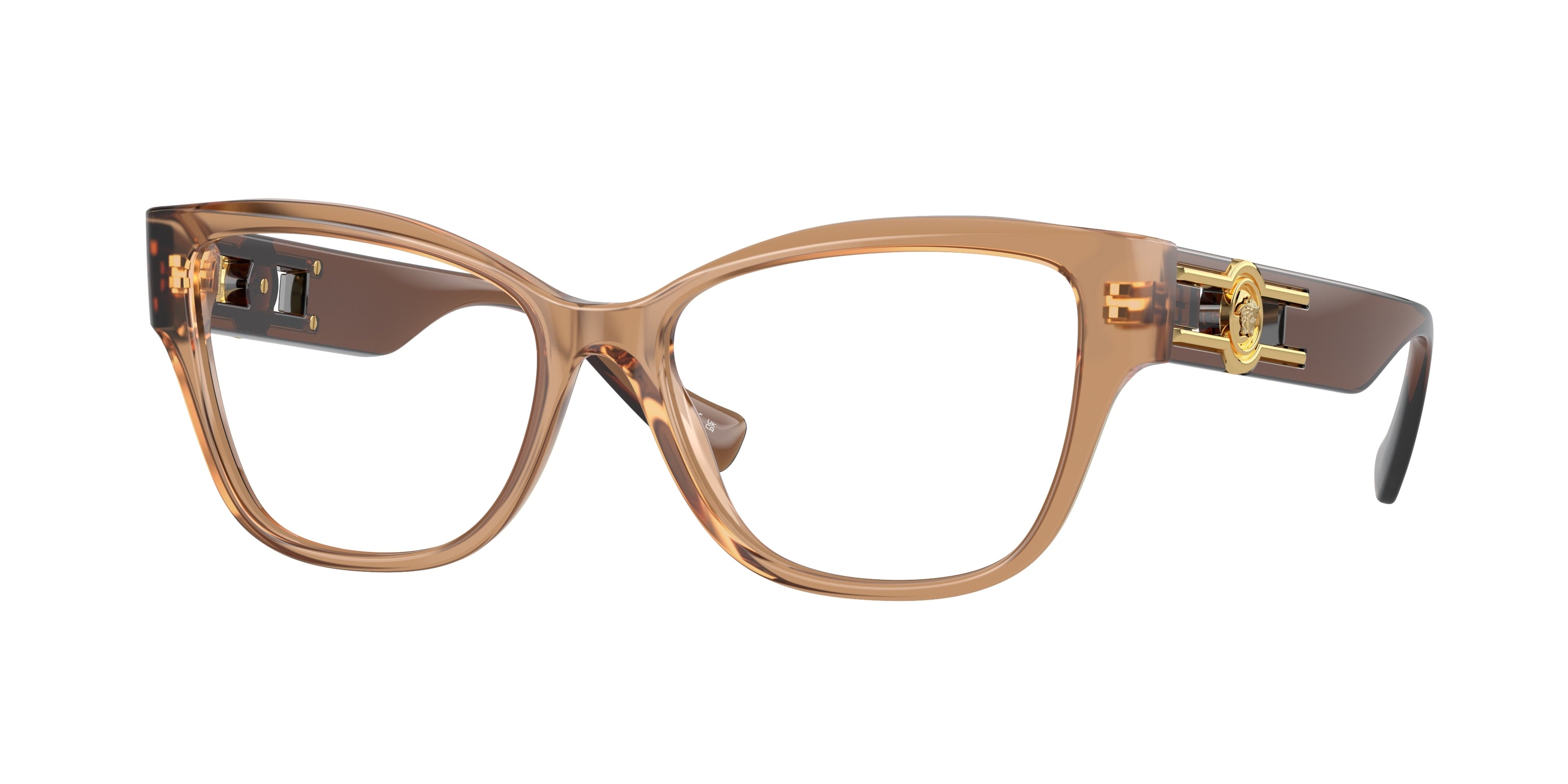 Versace VE3347 Pillow Eyeglasses  5436-Brown Transparent 54-140-16 - Color Map Brown