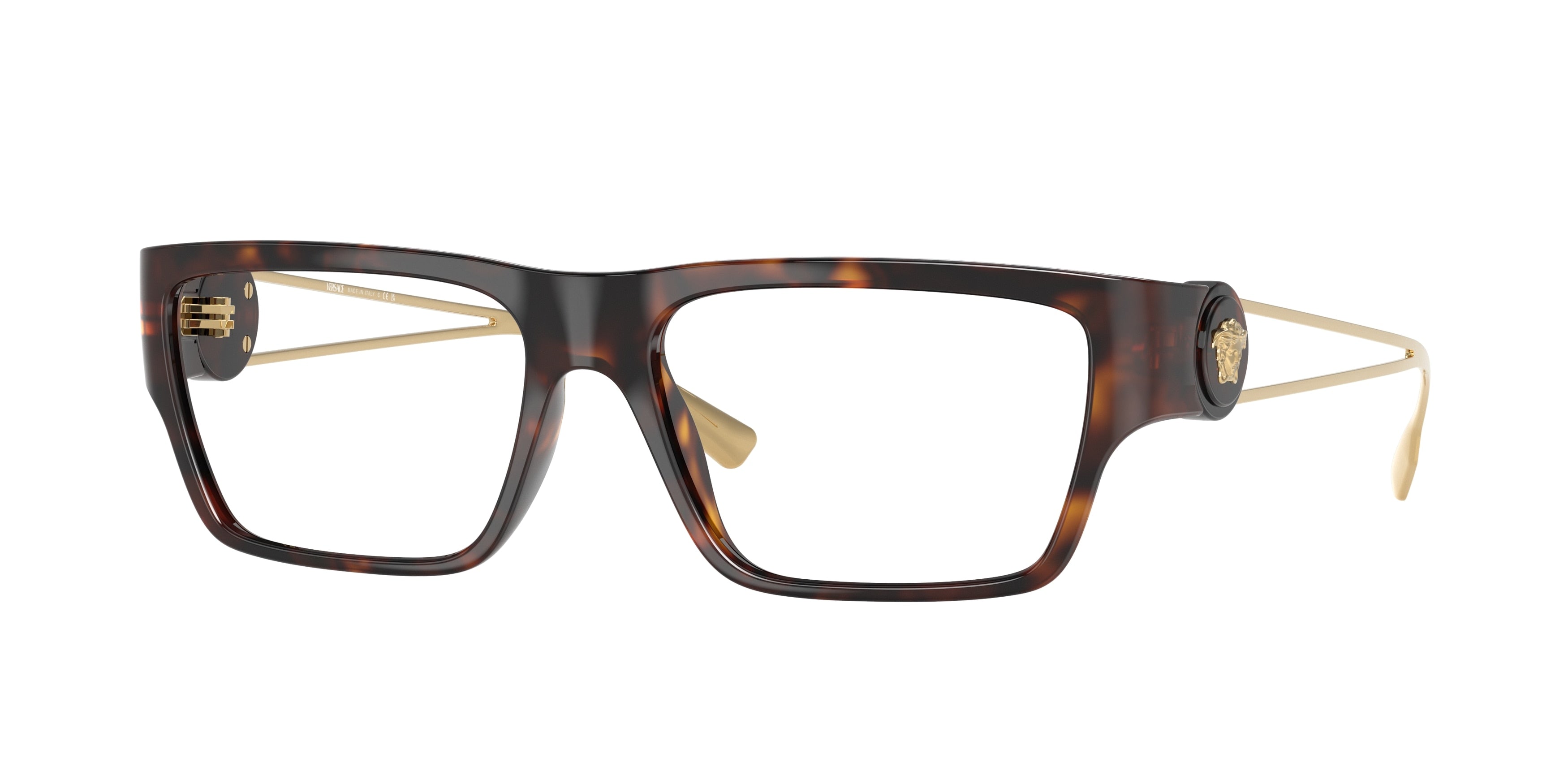 Versace VE3359 Rectangle Eyeglasses  108-Havana 56-140-16 - Color Map Tortoise