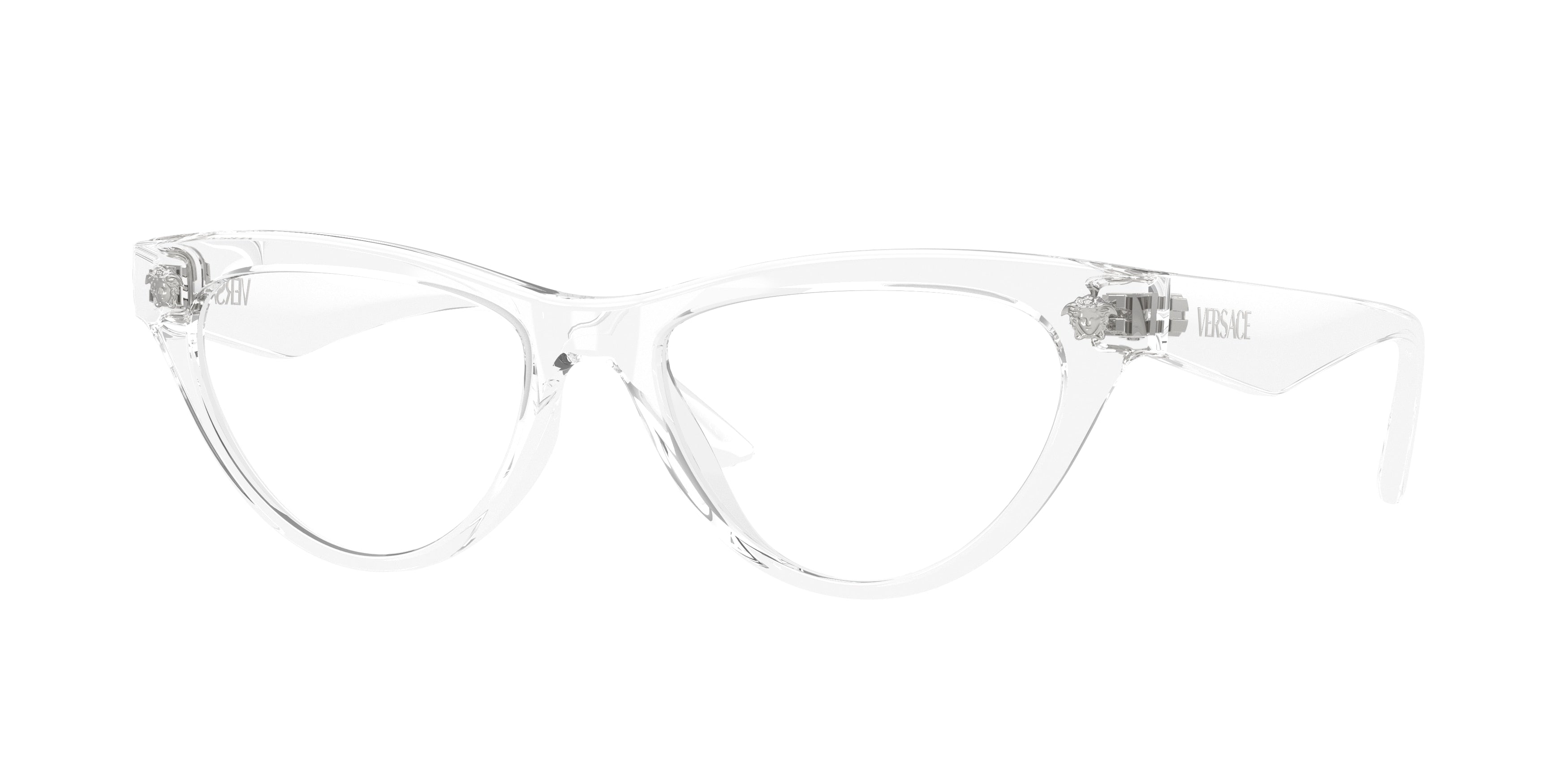 Versace VE3364U Cat Eye Eyeglasses  148-Crystal 52-145-17 - Color Map Transparent