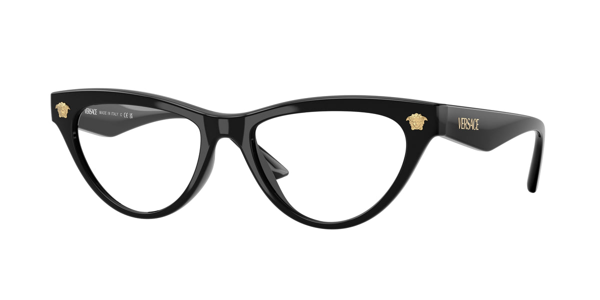Versace VE3364U Cat Eye Eyeglasses  GB1-Black 52-145-17 - Color Map Black