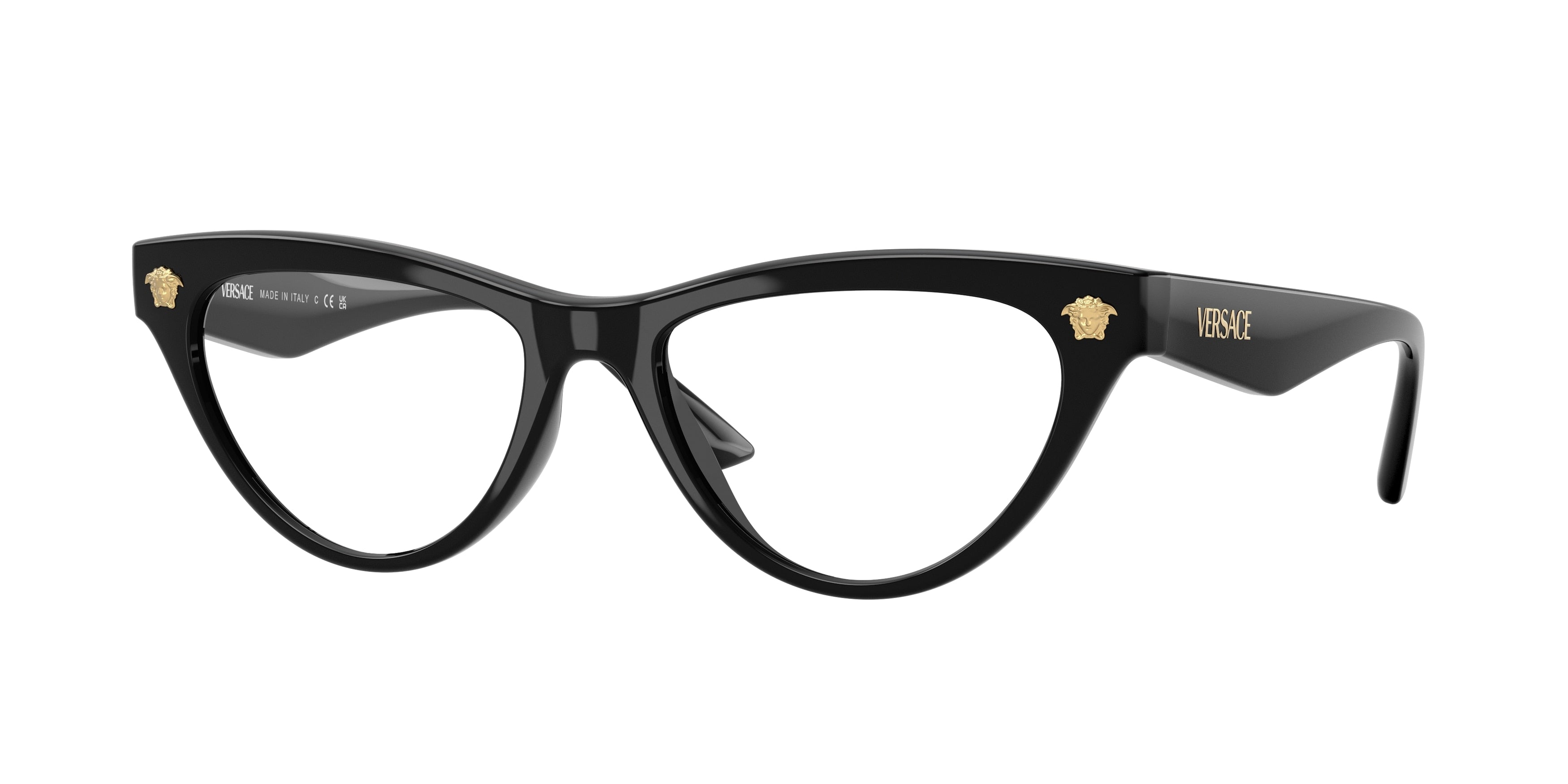 Versace VE3364U Cat Eye Eyeglasses  GB1-Black 52-145-17 - Color Map Black