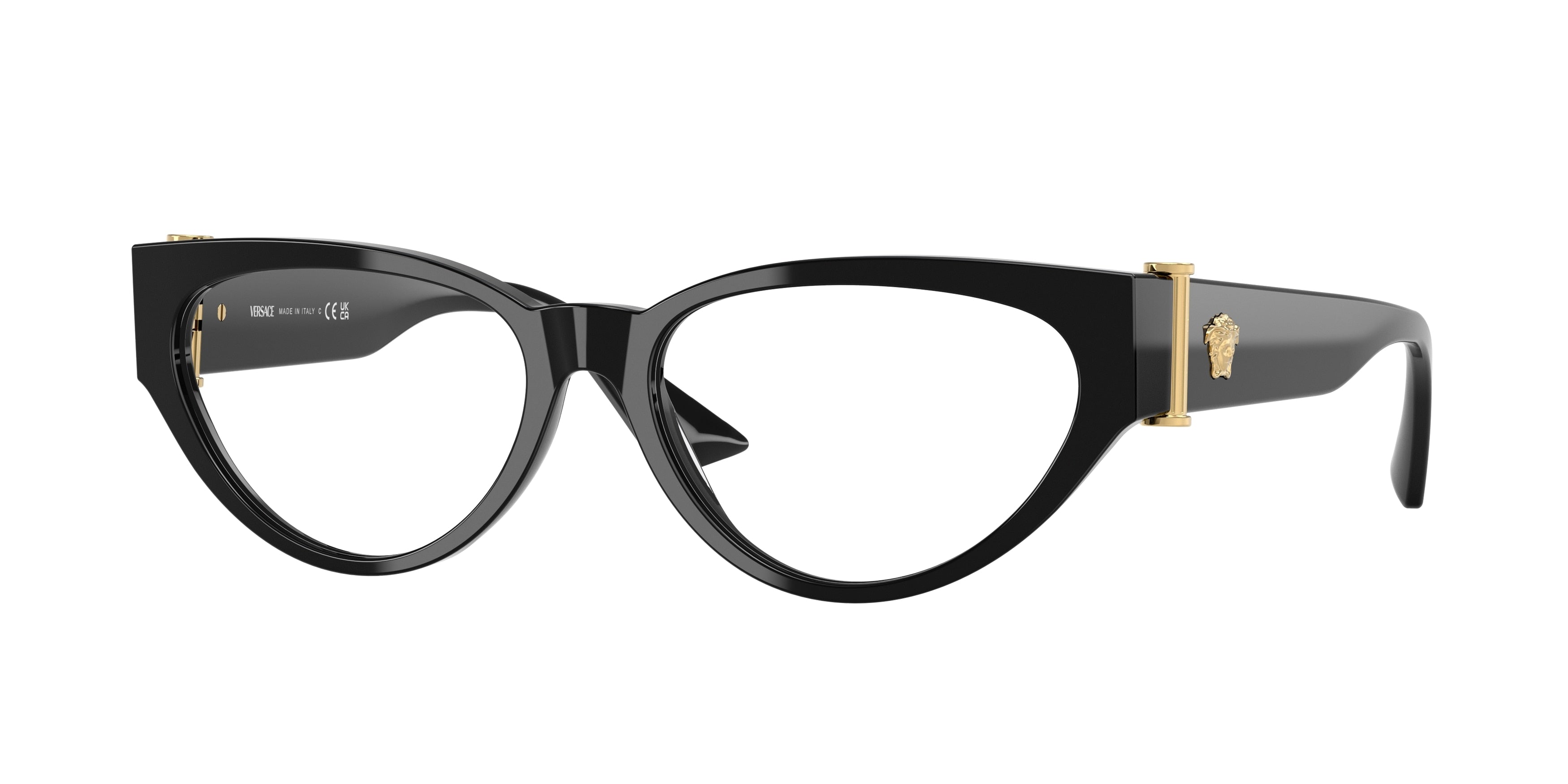 Versace VE3366 Cat Eye Eyeglasses  GB1-Black 55-140-16 - Color Map Black