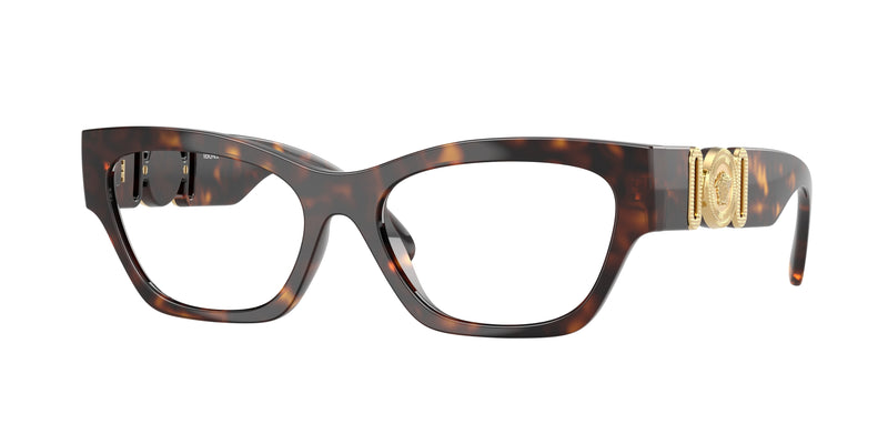 Versace VE3367U Cat Eye Eyeglasses  108-Havana 54-140-17 - Color Map Tortoise