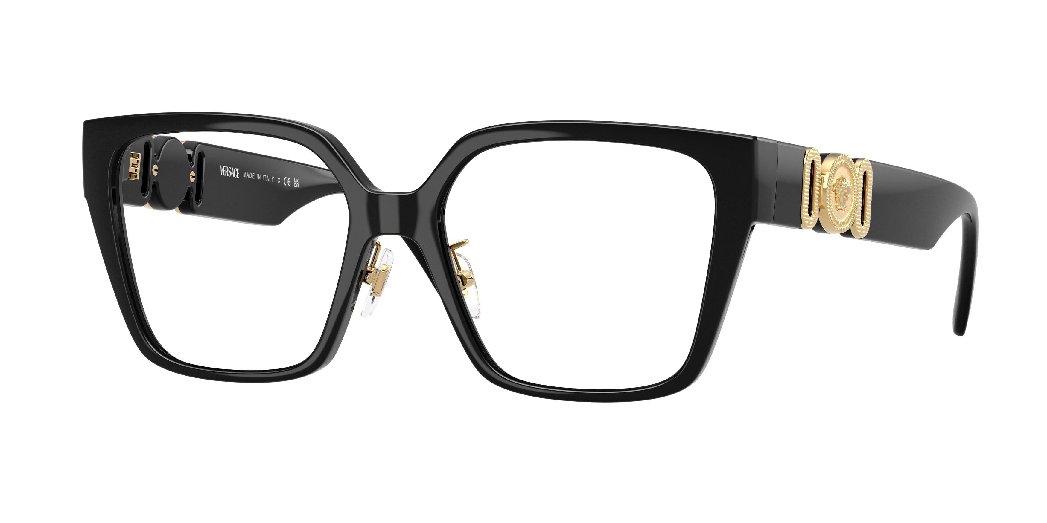 Versace VE3371D Square Eyeglasses  GB1-Black 54-145-17 - Color Map Black
