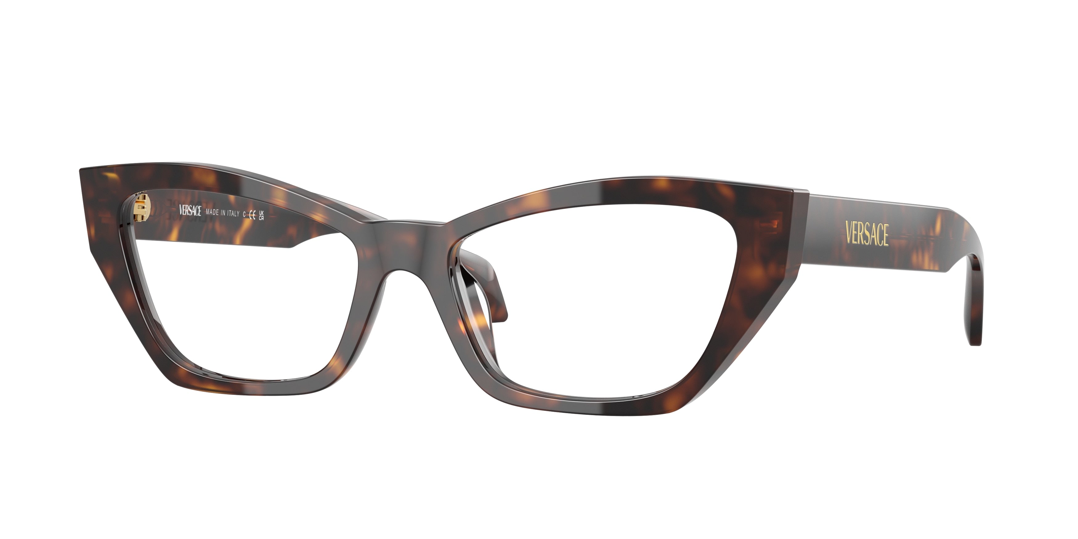 Versace VE3373U Cat Eye Eyeglasses  108-Dark Havana 54-140-17 - Color Map Brown