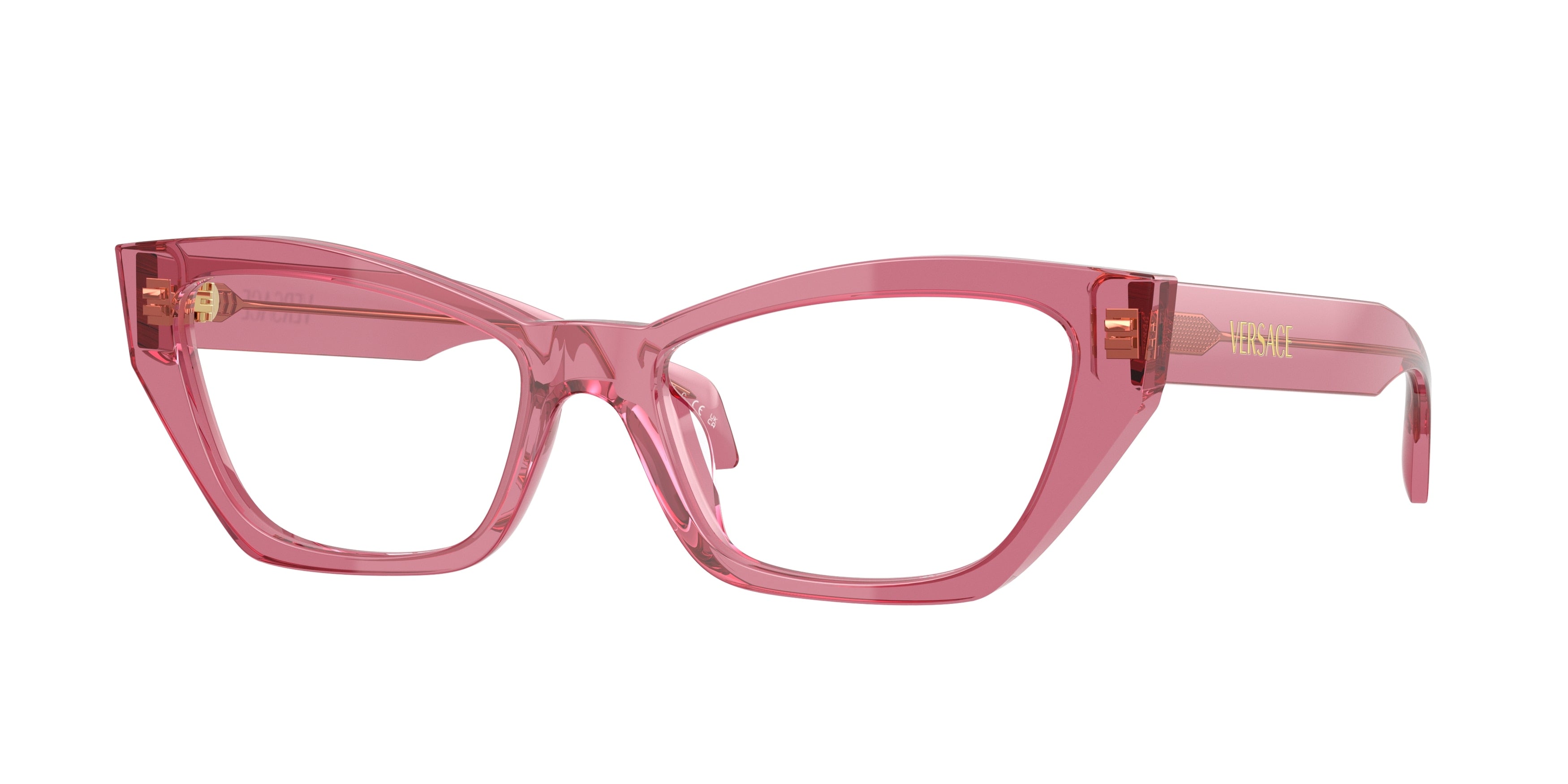 Versace VE3373U Cat Eye Eyeglasses  5516-Transparent Pink 54-140-17 - Color Map Pink