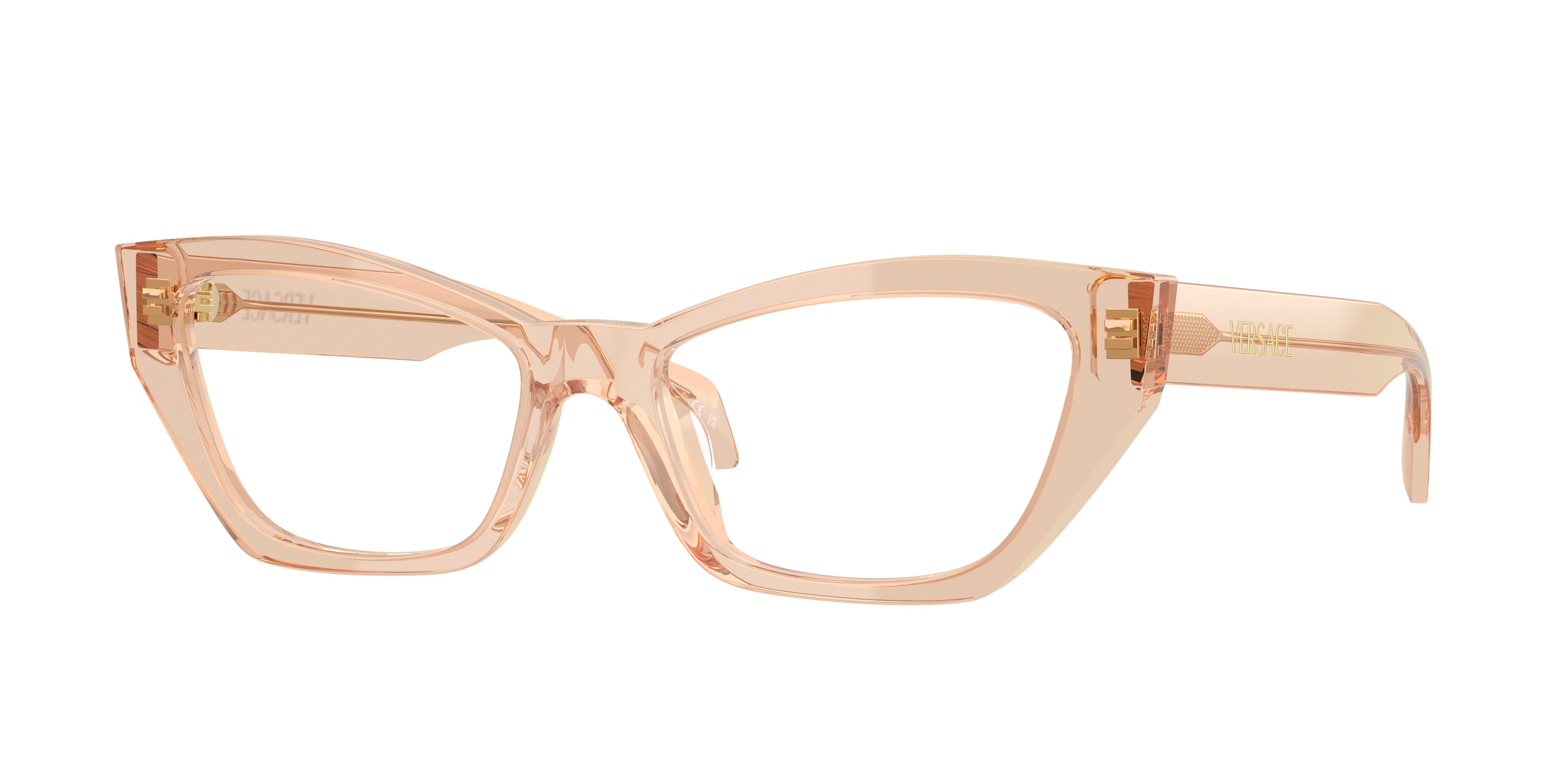 Versace VE3373U Cat Eye Eyeglasses  5518-Transparent Light Brown 54-140-17 - Color Map Brown