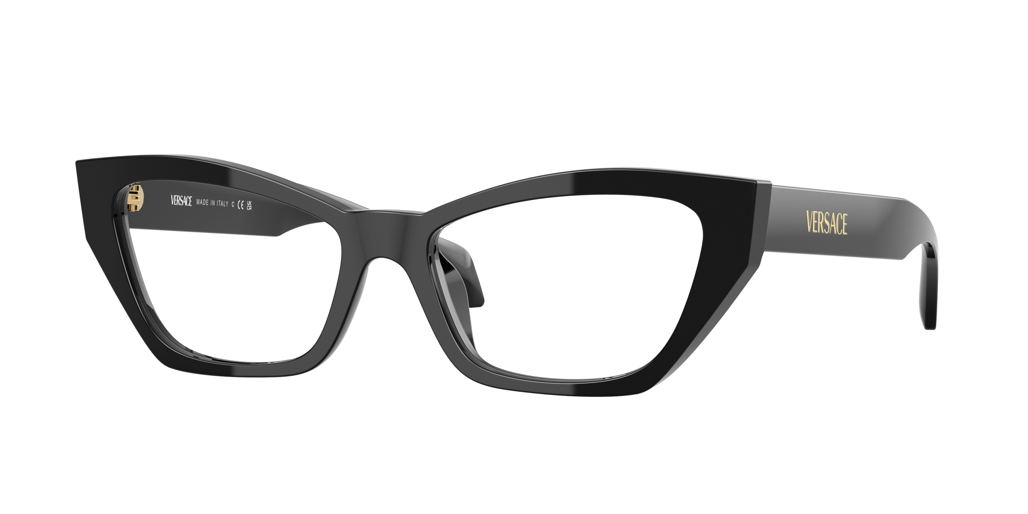 Versace VE3373U Cat Eye Eyeglasses  GB1-Black 54-140-17 - Color Map Black