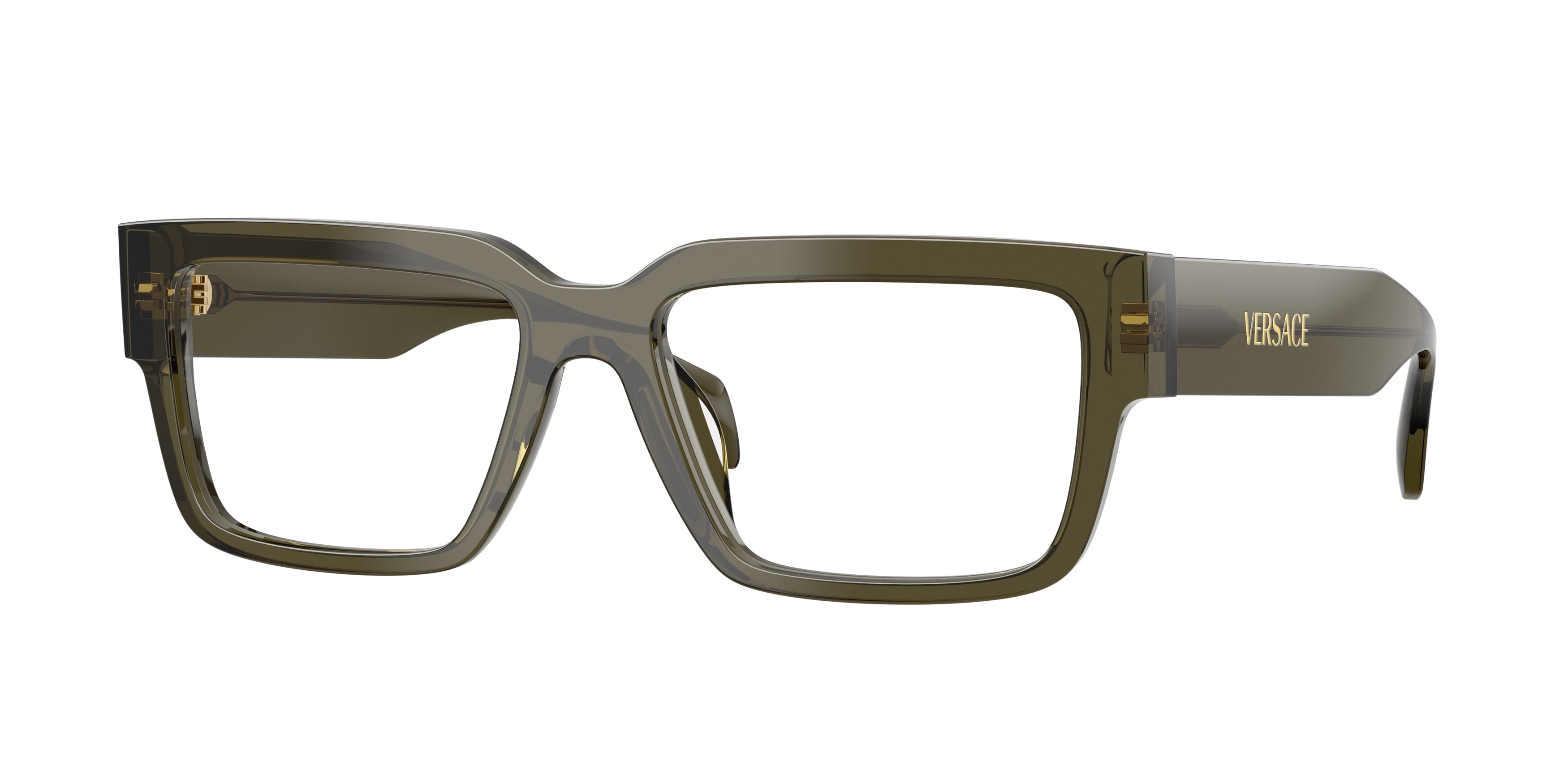 Versace VE3374U Rectangle Eyeglasses  5542-Transparent Dark Green 55-140-17 - Color Map Green