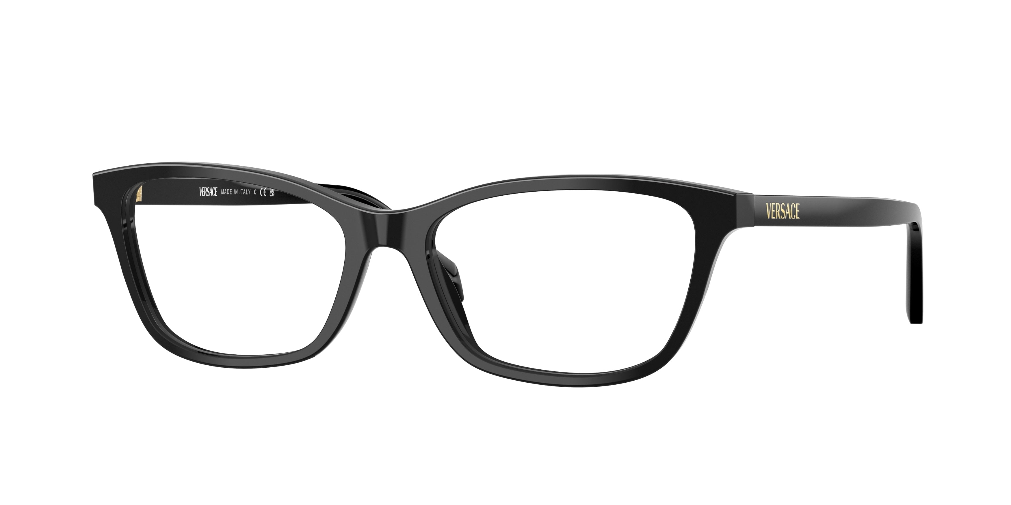 Versace VE3375F Cat Eye Eyeglasses  GB1-Black 54-140-16 - Color Map Black