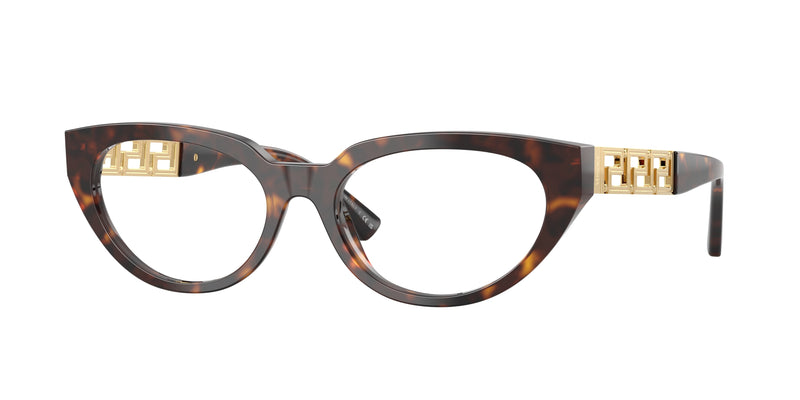 Versace VE3383F Cat Eye Eyeglasses  108-Havana 54-140-17 - Color Map Tortoise