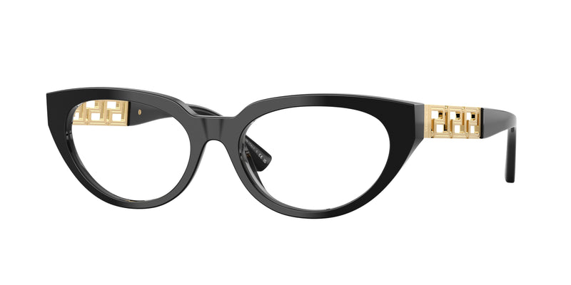 Versace VE3383F Cat Eye Eyeglasses  GB1-Black 54-140-17 - Color Map Black