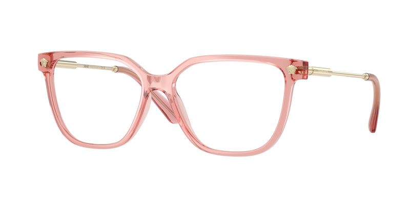 Versace VE3388U Square Eyeglasses  5322-Peach Transparent 55-140-15 - Color Map Pink