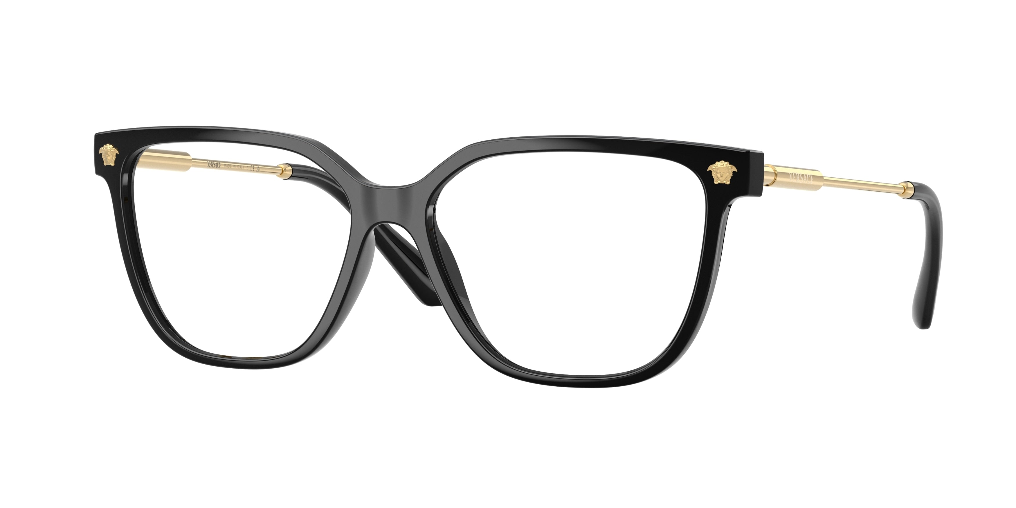 Versace VE3388U Square Eyeglasses  GB1-Black 55-140-15 - Color Map Black