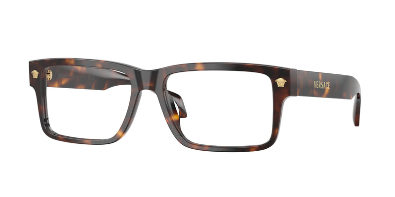 Versace VE3391U Rectangle Eyeglasses  108-Havana 56-140-16 - Color Map Tortoise