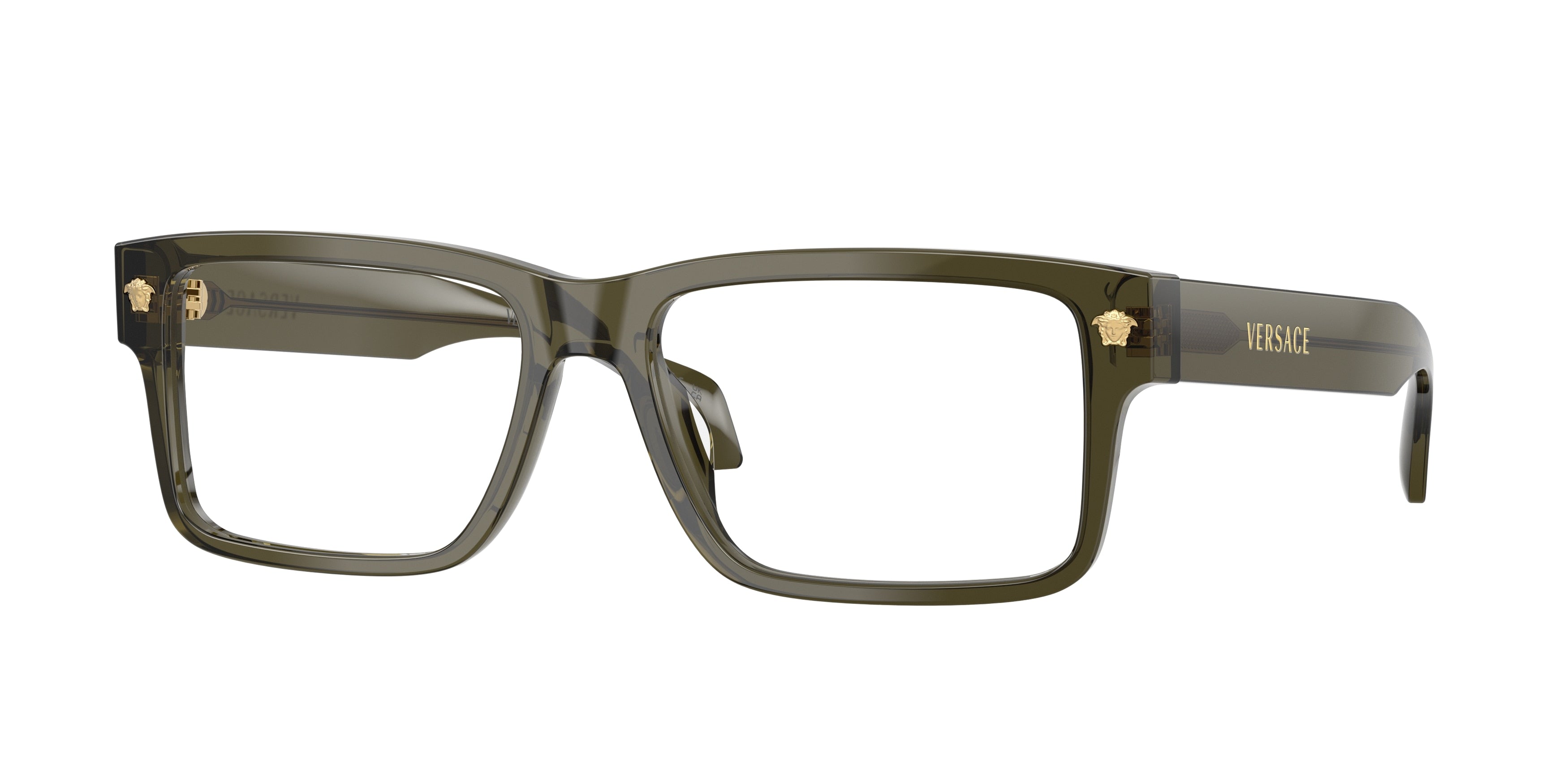 Versace VE3391U Rectangle Eyeglasses  5542-Dark Green Transparent 56-140-16 - Color Map Green