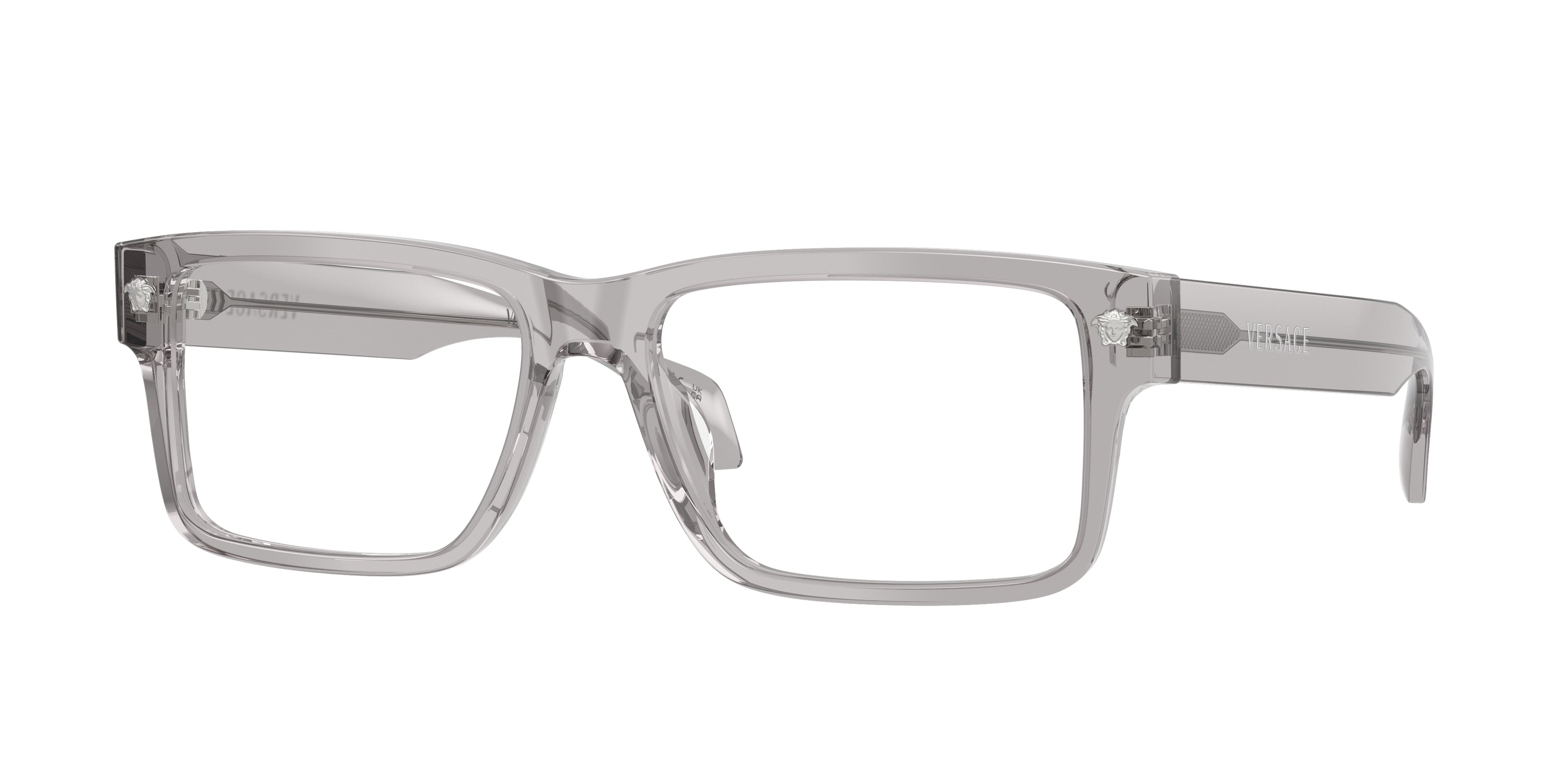 Versace VE3391U Rectangle Eyeglasses  593-Light Grey Transparent 56-140-16 - Color Map Grey